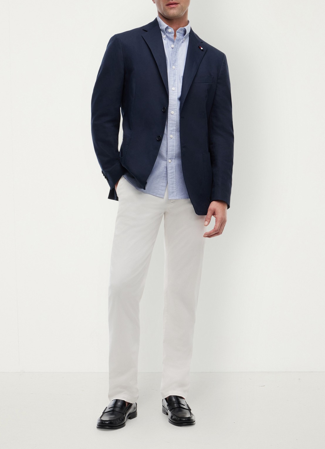 Tommy Hilfiger Straight fit chino met steekzakken - voorkant 3 gebroken wit