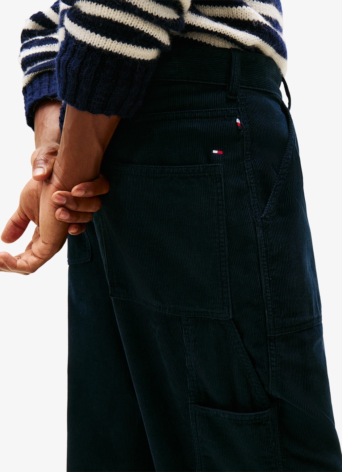 Tommy Hilfiger Straight fit chino van corduroy - detail 5 donkerblauw