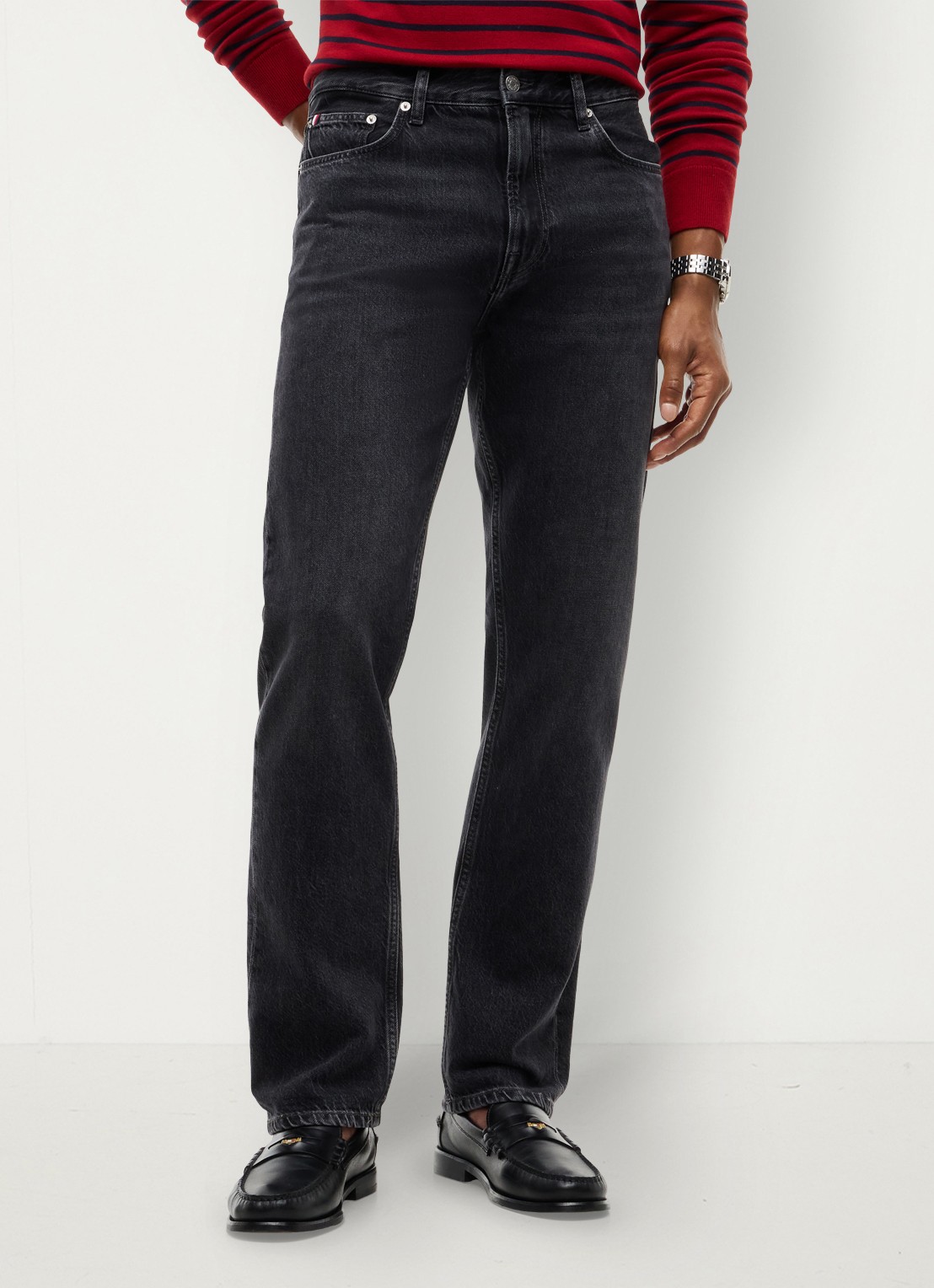 Tommy Hilfiger Straight fit jeans met donkere wassing - detail 3 zwart