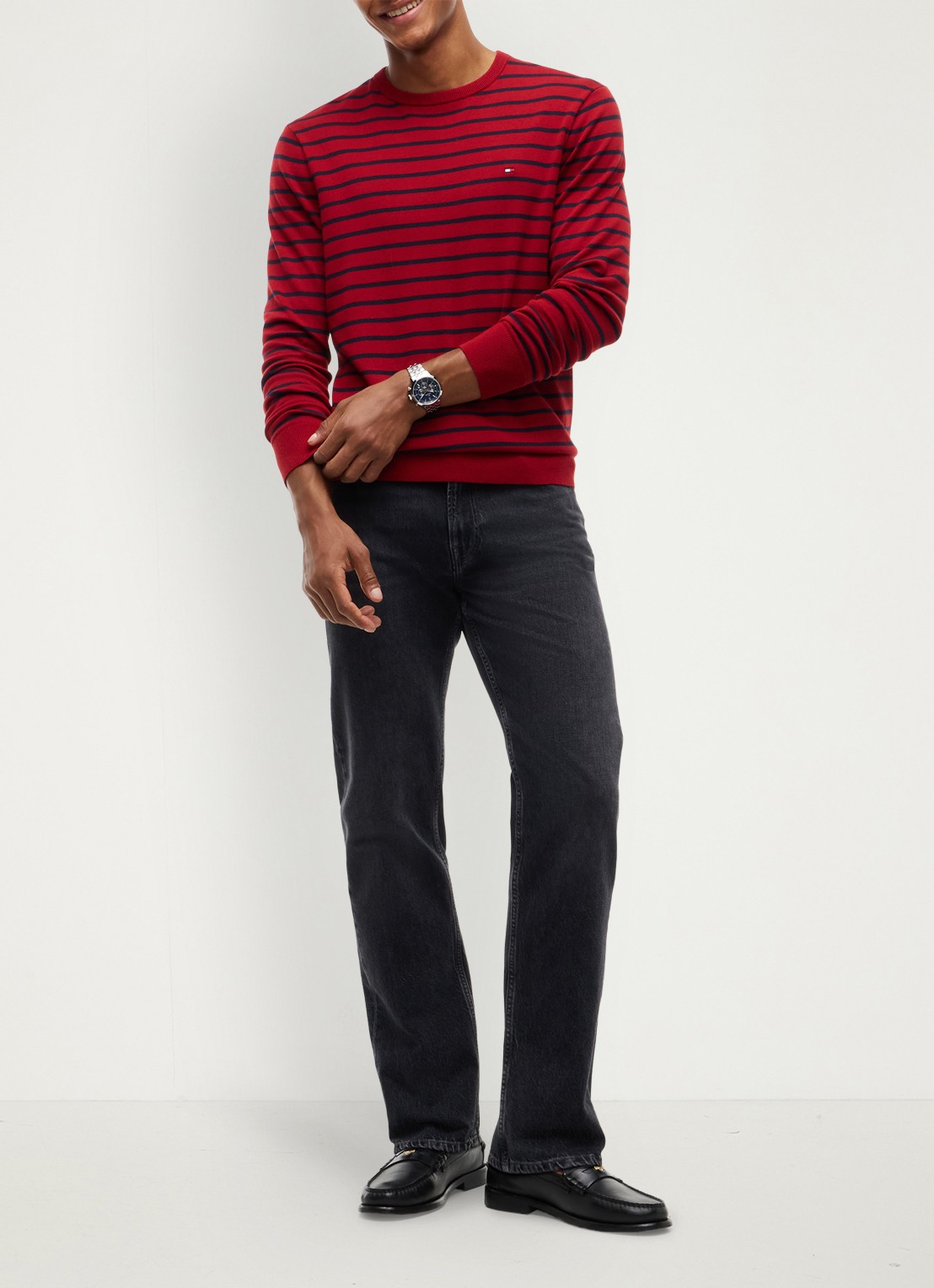 Tommy Hilfiger Straight fit jeans met donkere wassing - voorkant 2 zwart