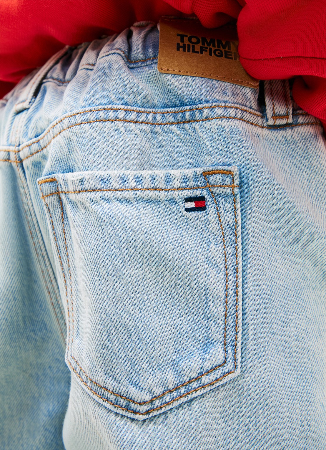 Tommy Hilfiger Straight fit jeans met medium wassing - detail 3 lichtblauw