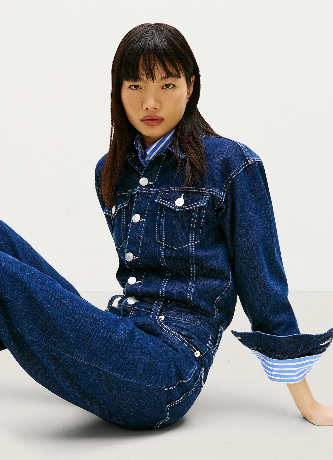 Tommy Hilfiger Straight fit jumpsuit in katoenblend - detail 3 jeans
