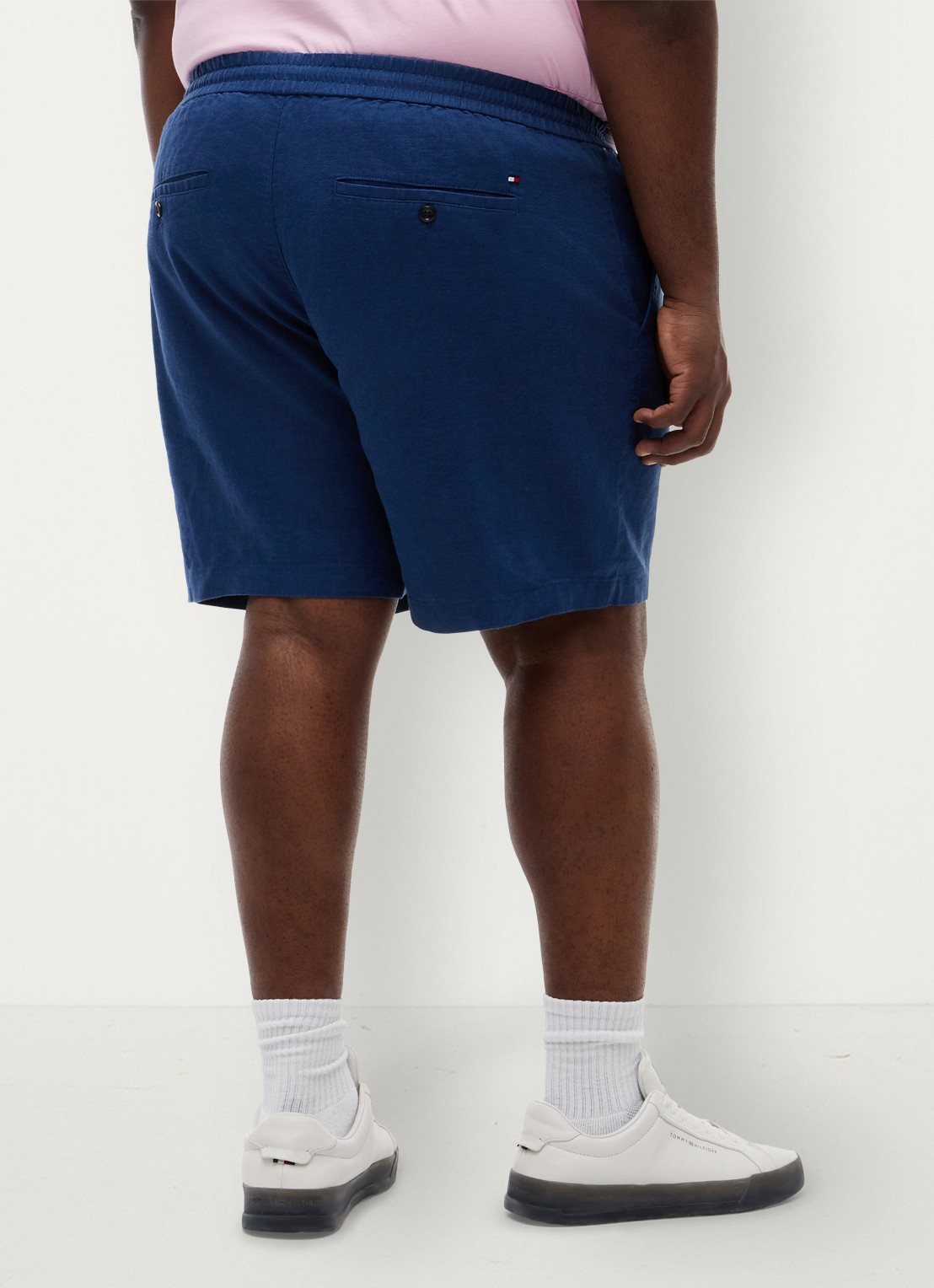 Tommy Hilfiger Straight fit korte broek in linnenblend - achterkant 3 donkerblauw