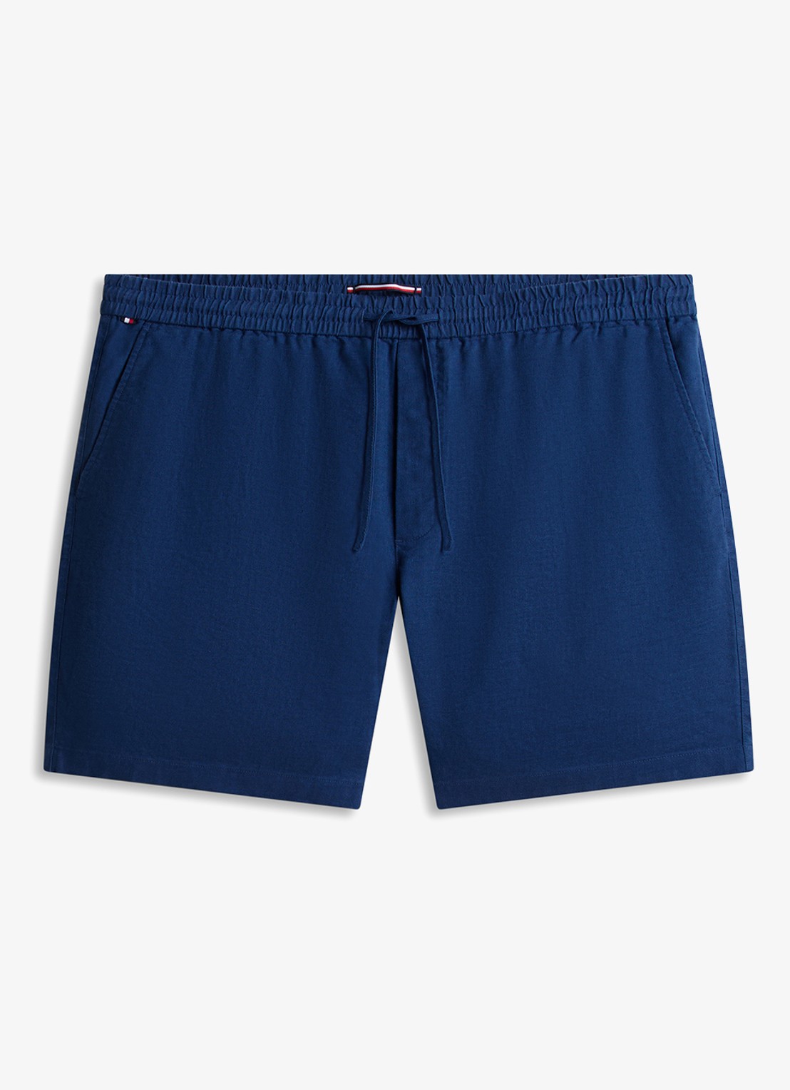 Tommy Hilfiger Straight fit korte broek in linnenblend - voorkant donkerblauw