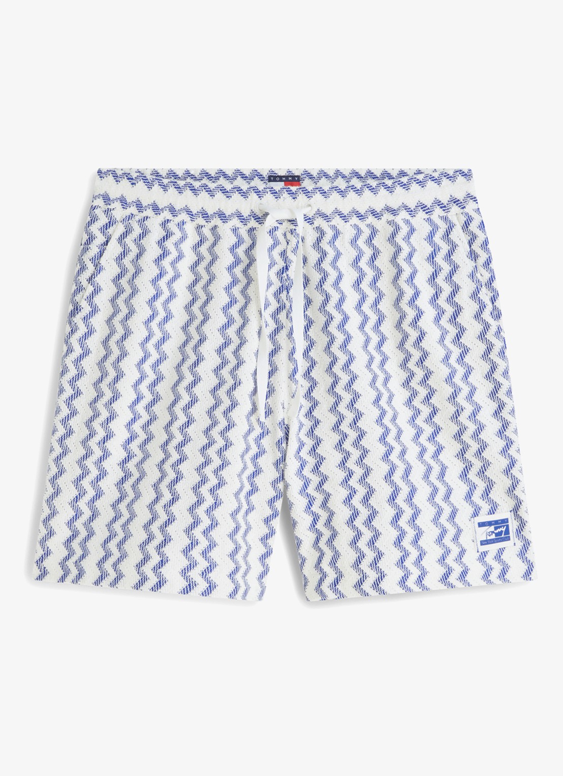 Tommy Hilfiger Straight fit korte broek met grafische print - voorkant 2 blauw