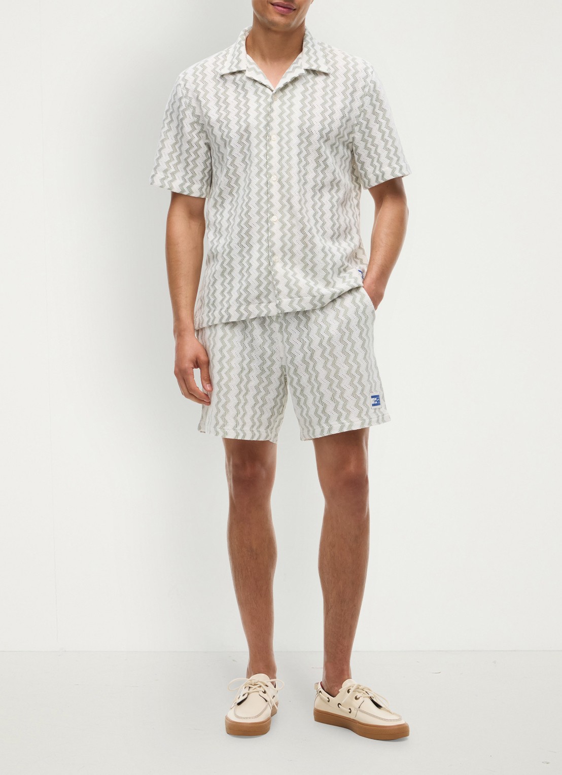 Tommy Hilfiger Straight fit korte broek met grafische print - voorkant 2 groen