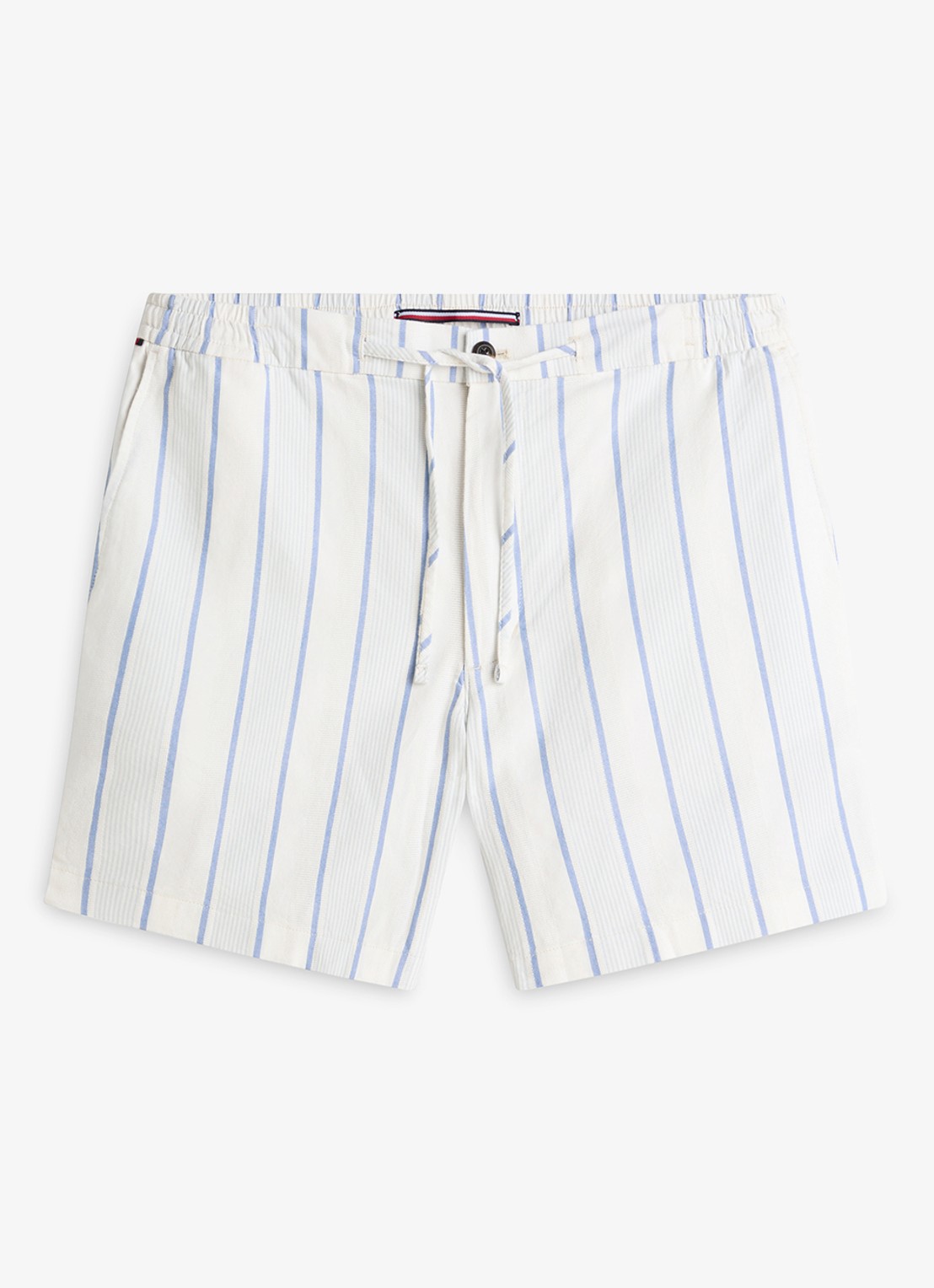 Tommy Hilfiger Straight fit korte broek met streepprint - voorkant blauw