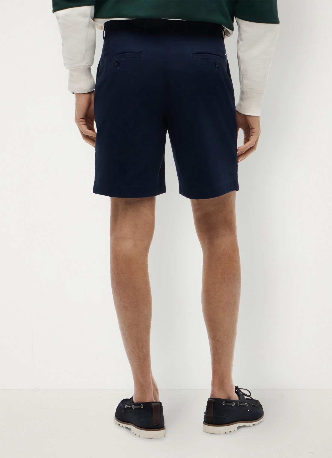 Tommy Hilfiger Straight fit korte chino in katoenblend - achterkant 5 donkerblauw