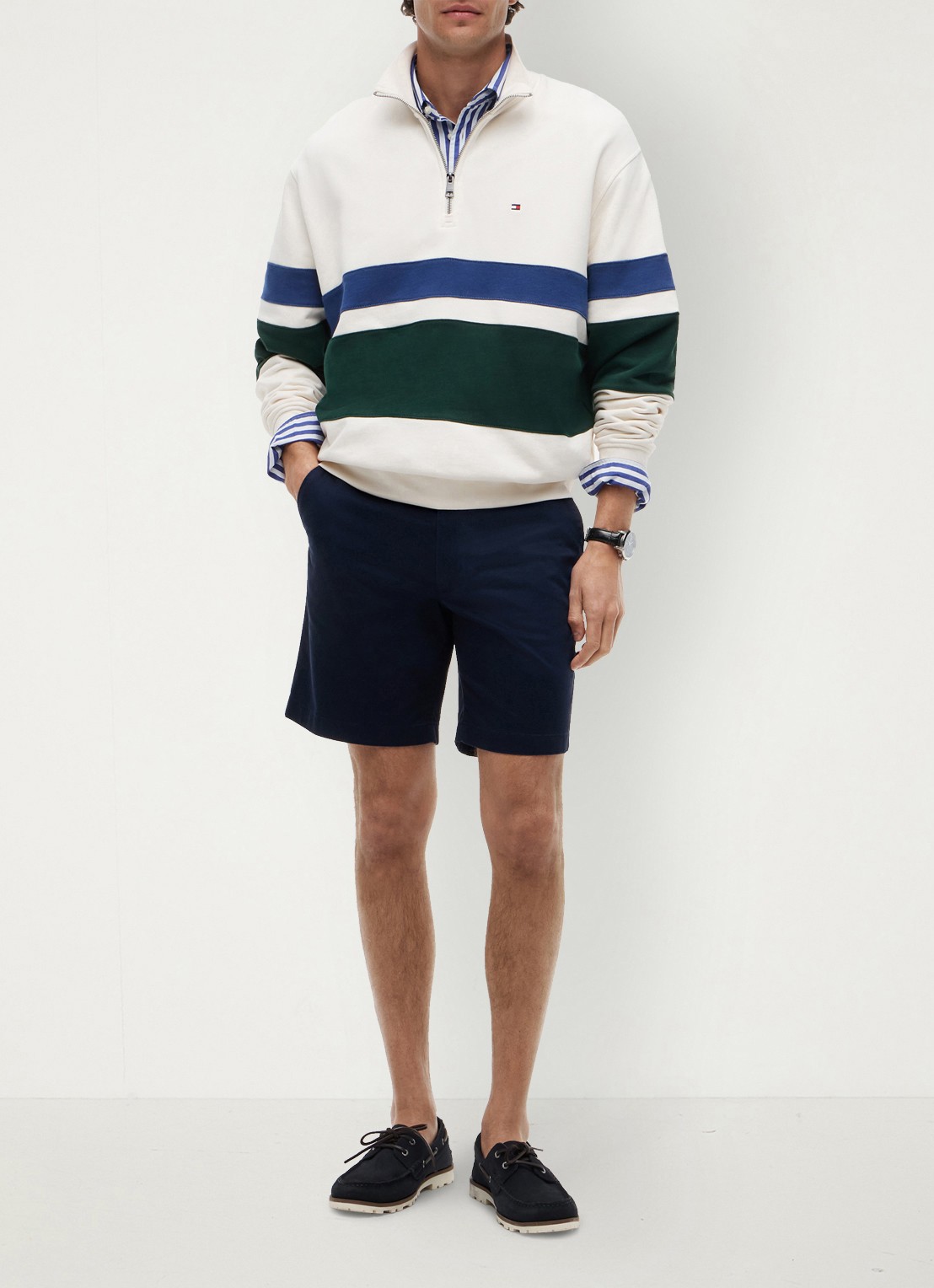 Tommy Hilfiger Straight fit korte chino in katoenblend - voorkant 2 donkerblauw