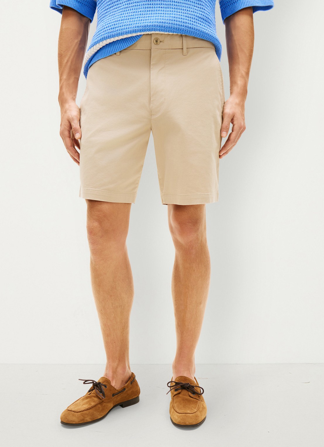 Tommy Hilfiger Straight fit korte chino in katoenblend - detail 4 beige