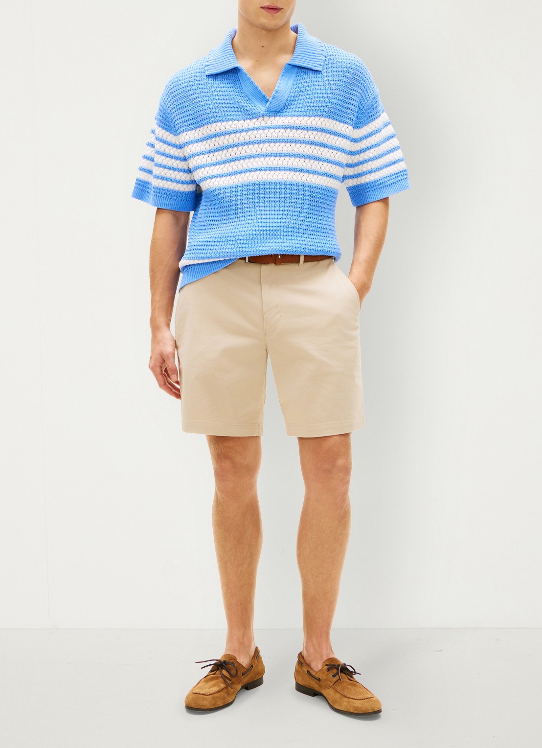 Tommy Hilfiger Straight fit korte chino in katoenblend - voorkant 3 beige