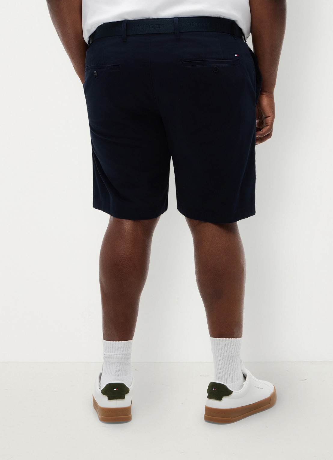 Tommy Hilfiger Straight fit korte chino in katoenblend - achterkant donkerblauw