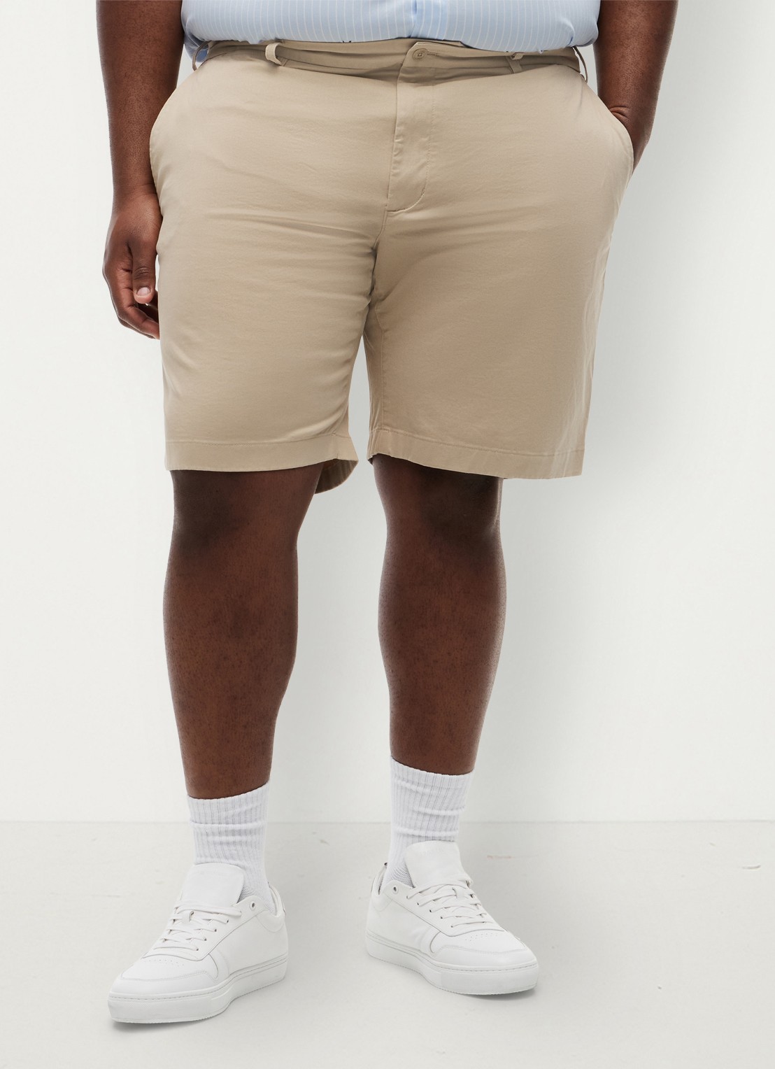 Tommy Hilfiger Straight fit korte chino in katoenblend - detail 4 beige