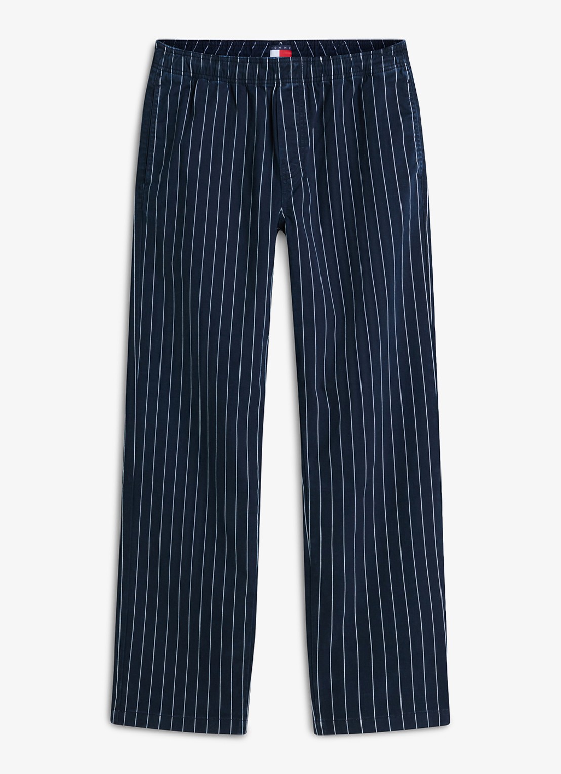 Tommy Hilfiger Straight fit pantalon met krijtstreep - voorkant 3 donkerblauw
