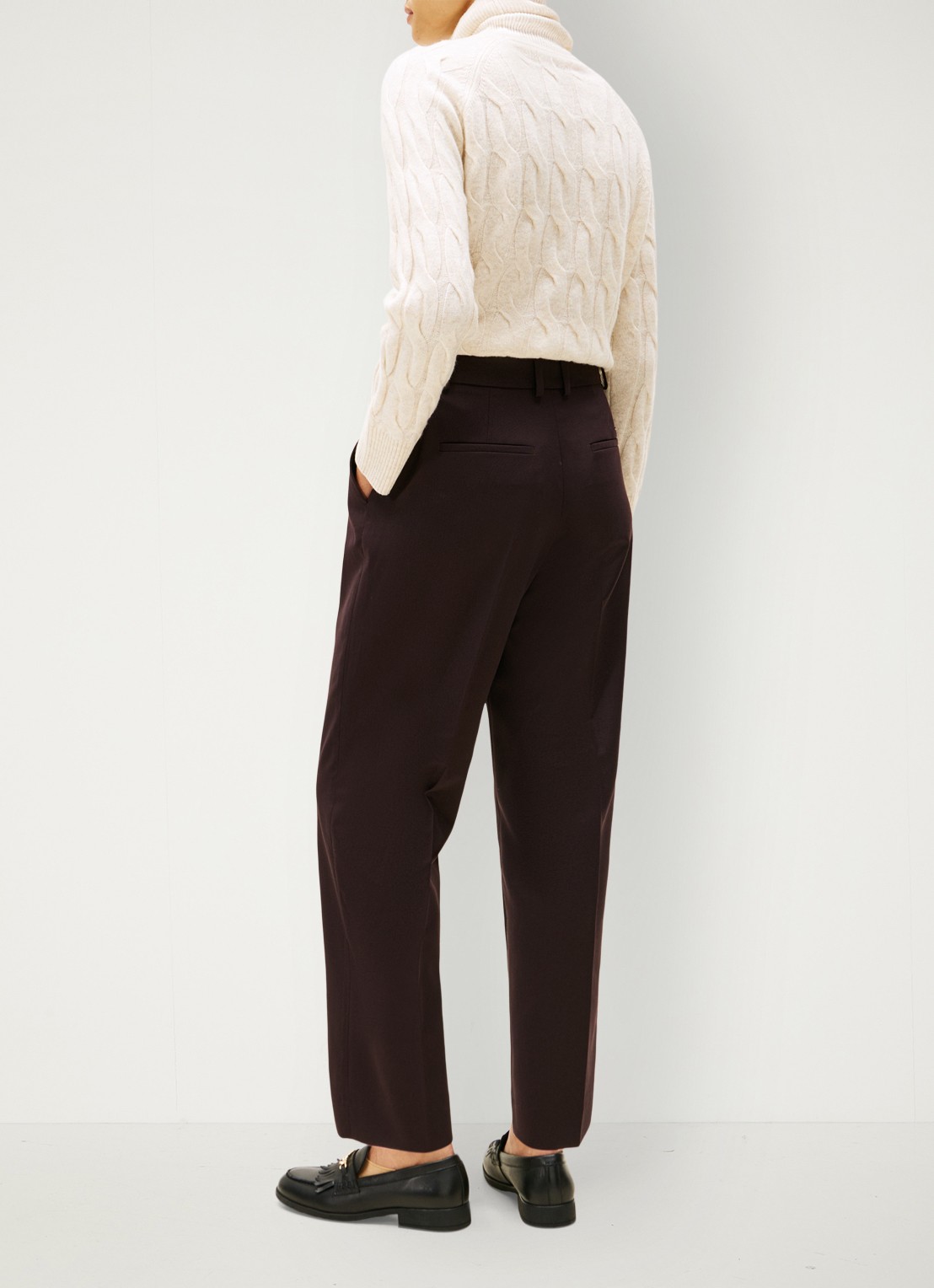 Tommy Hilfiger Straight fit pantalon met paspelzakken - achterkant 2 aubergine