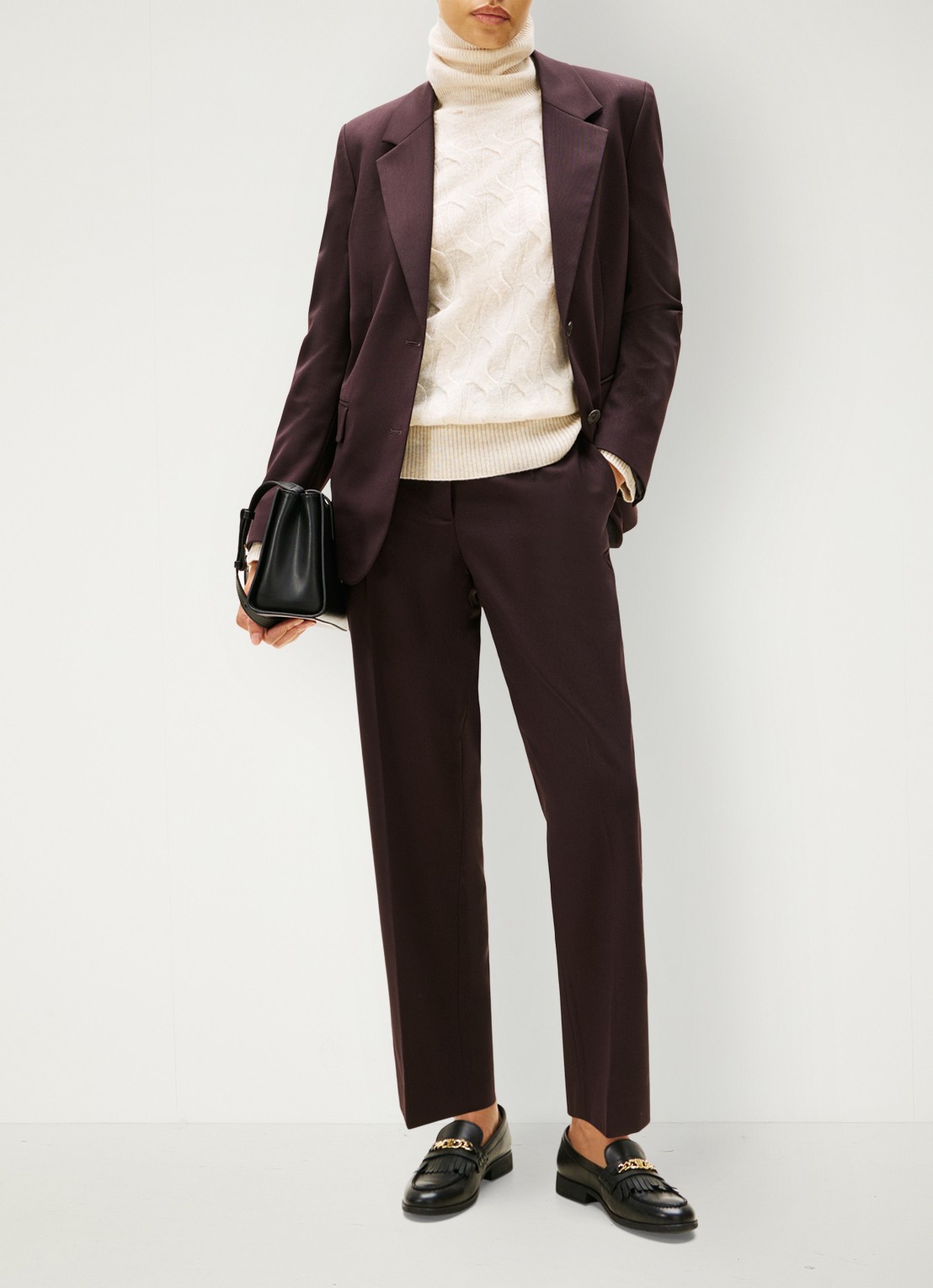 Tommy Hilfiger Straight fit pantalon met paspelzakken - voorkant 4 aubergine