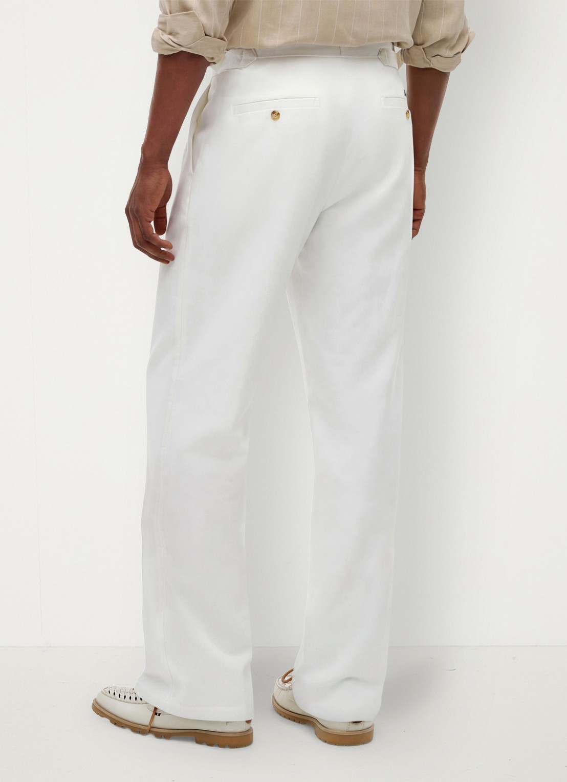 Tommy Hilfiger Straight fit pantalon met steekzakken - achterkant 8 ivoor