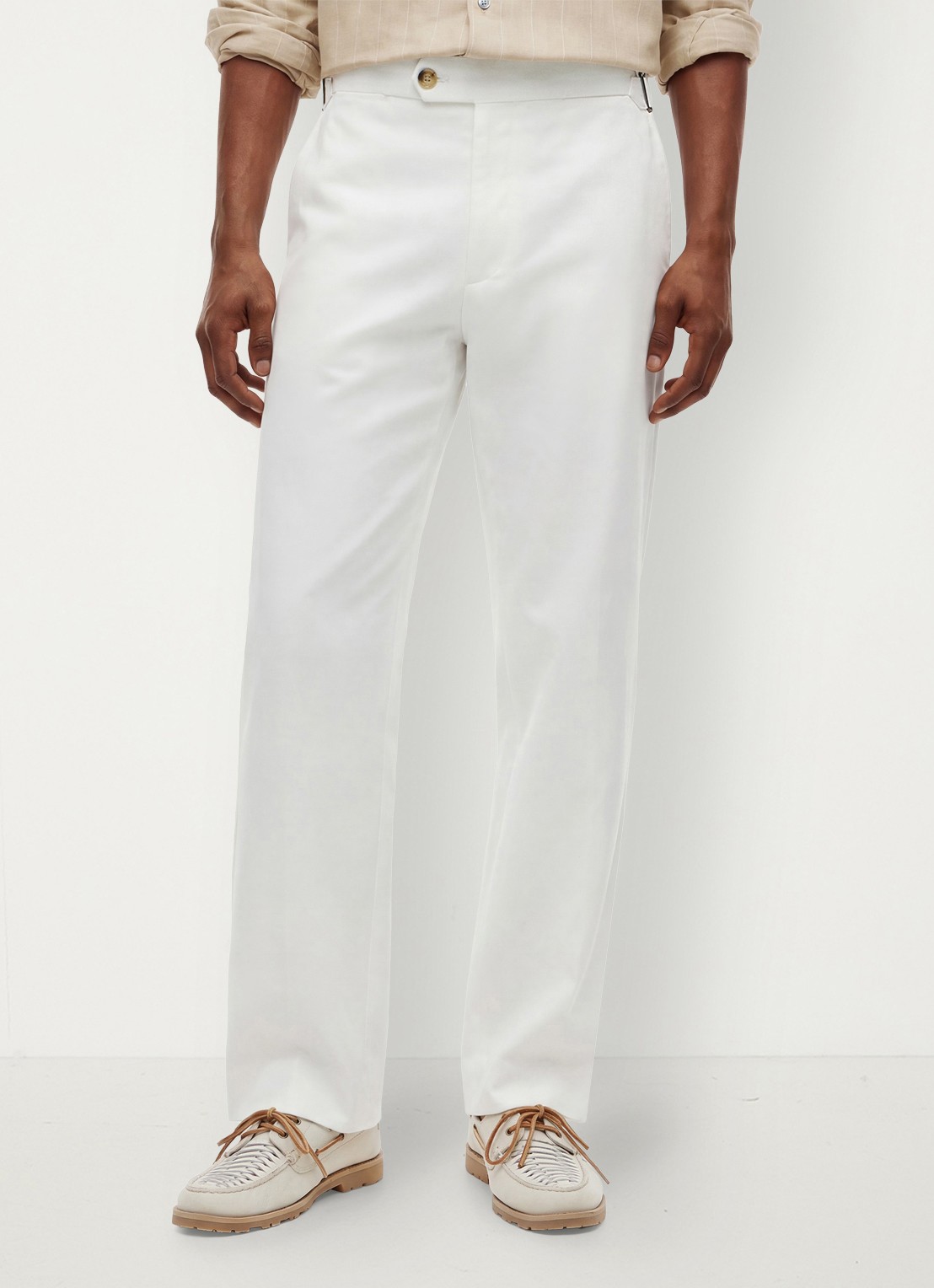 Tommy Hilfiger Straight fit pantalon met steekzakken - detail ivoor