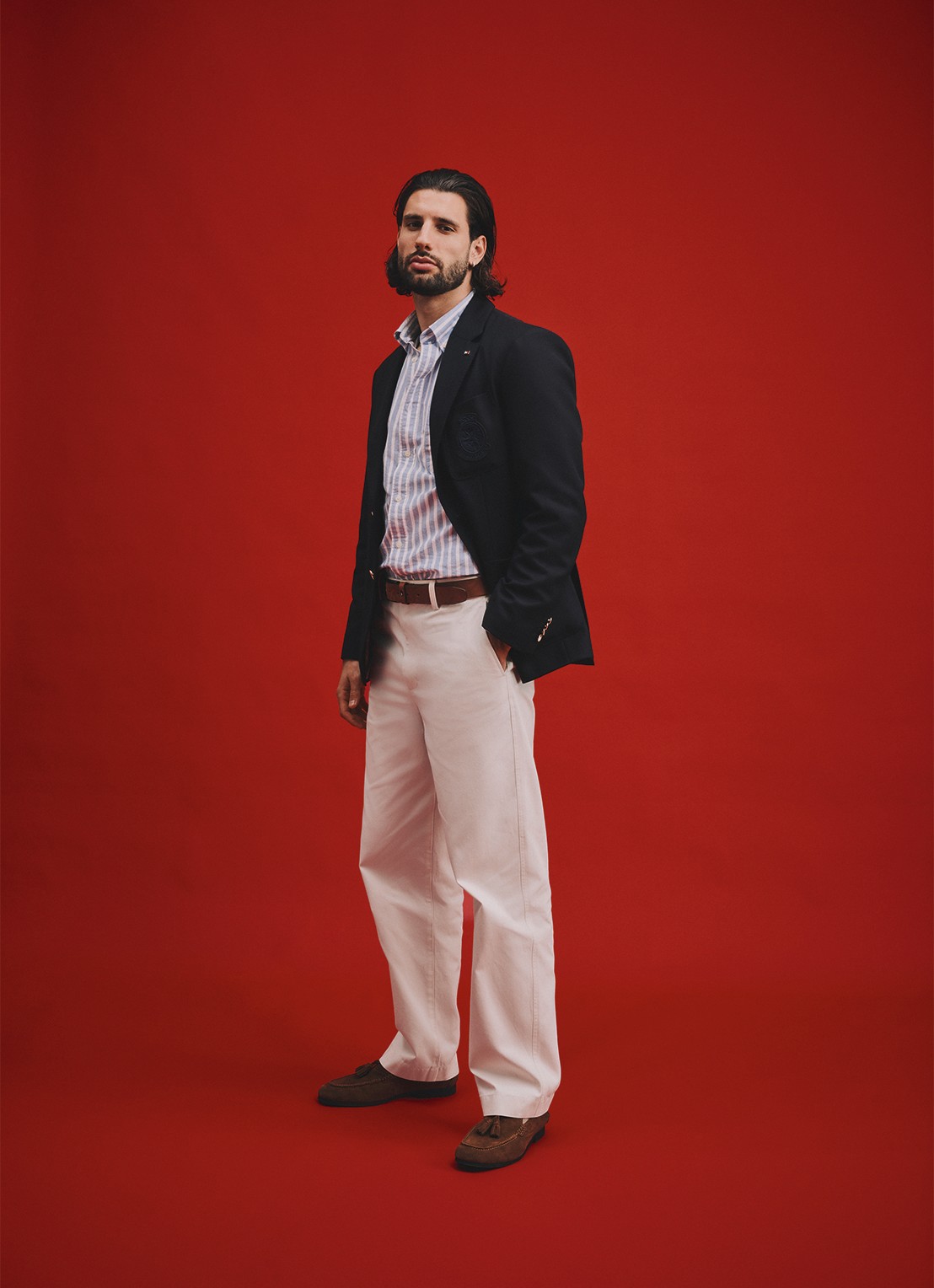 Tommy Hilfiger Straight fit pantalon met steekzakken - voorkant 7 ivoor