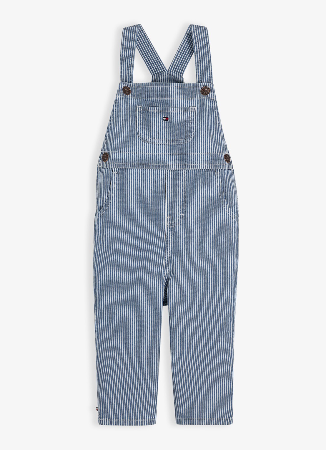 Tommy Hilfiger Straight fit tuinbroek met streepprint - voorkant lichtblauw