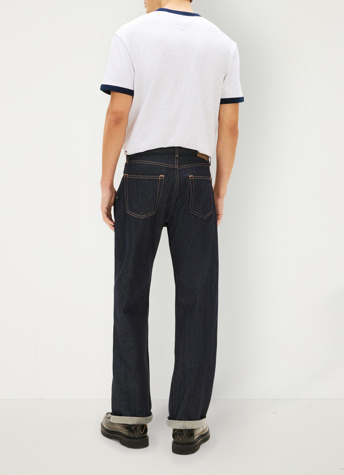 Tommy Hilfiger Straight leg jeans met steekzakken - achterkant 5 donkerblauw