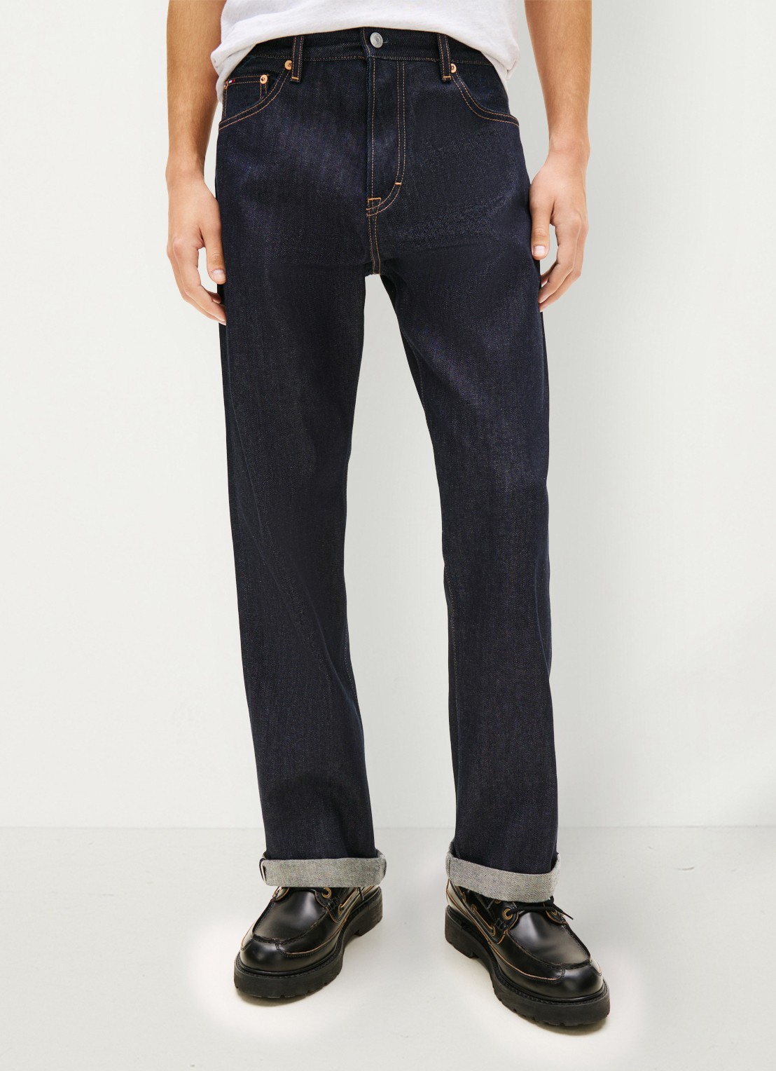 Tommy Hilfiger Straight leg jeans met steekzakken - detail donkerblauw