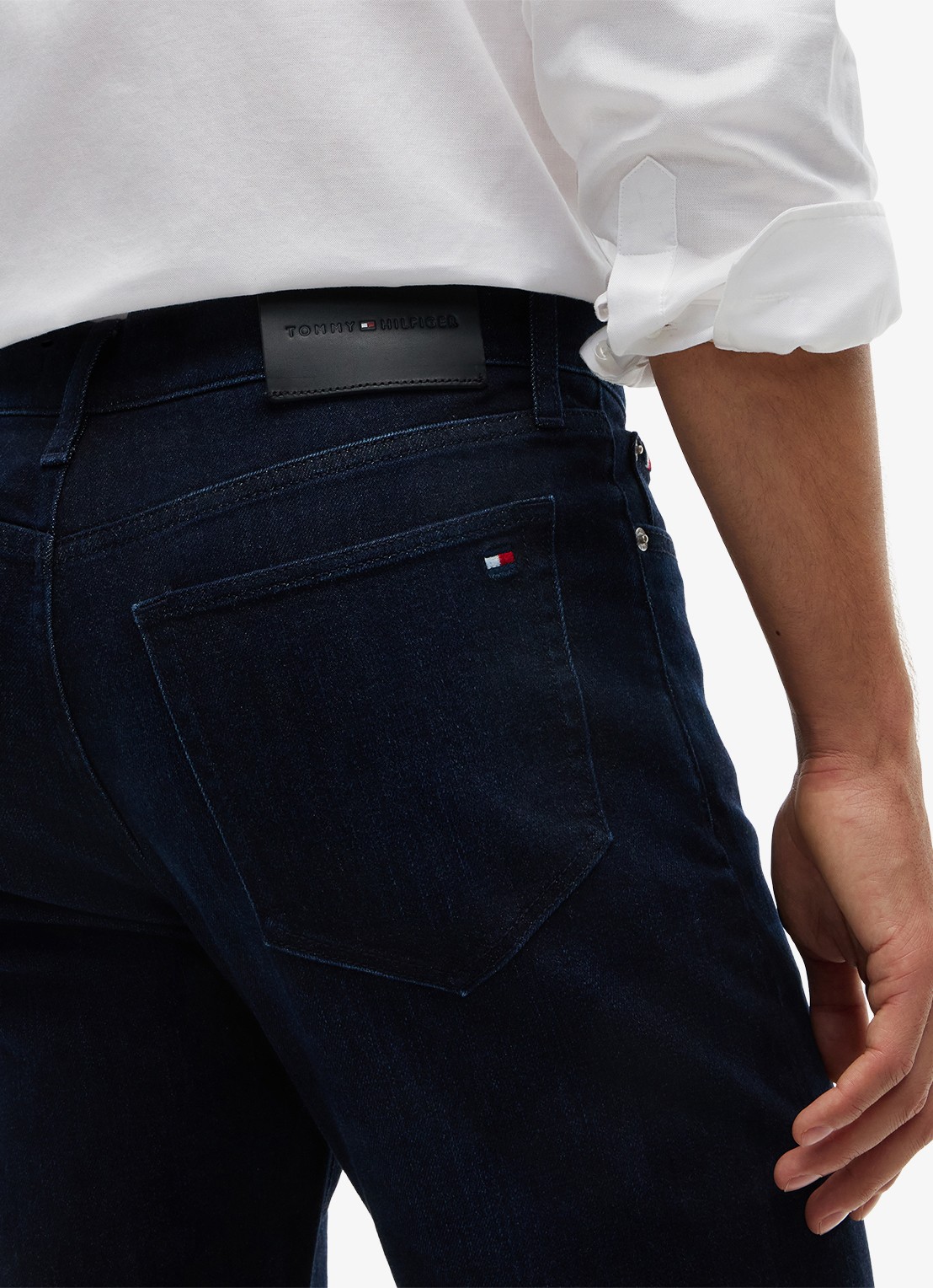 Tommy Hilfiger Straight leg jeans met steekzakken - detail 4 donkerblauw