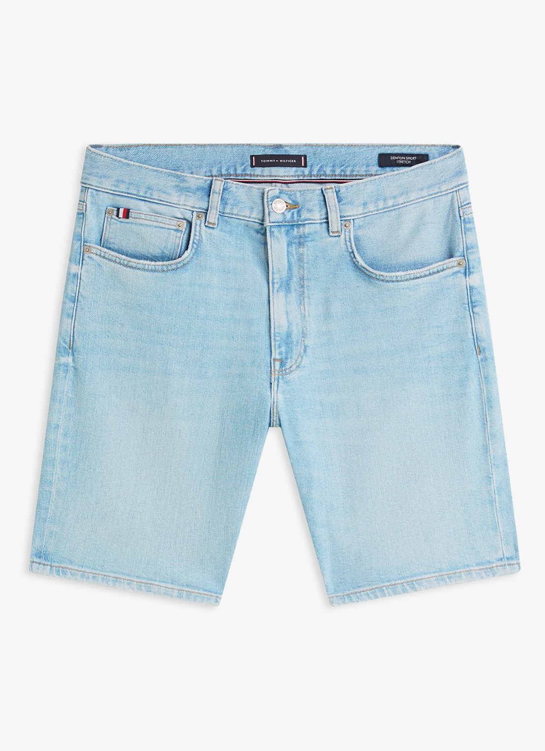 Tommy Hilfiger Straight leg korte broek van denim - voorkant 2 lichtblauw