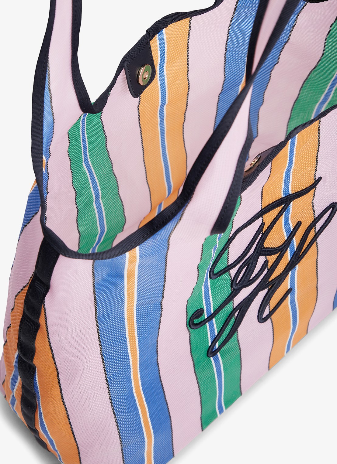 Tommy Hilfiger Strandtas met streepprint en logo - detail multicolor