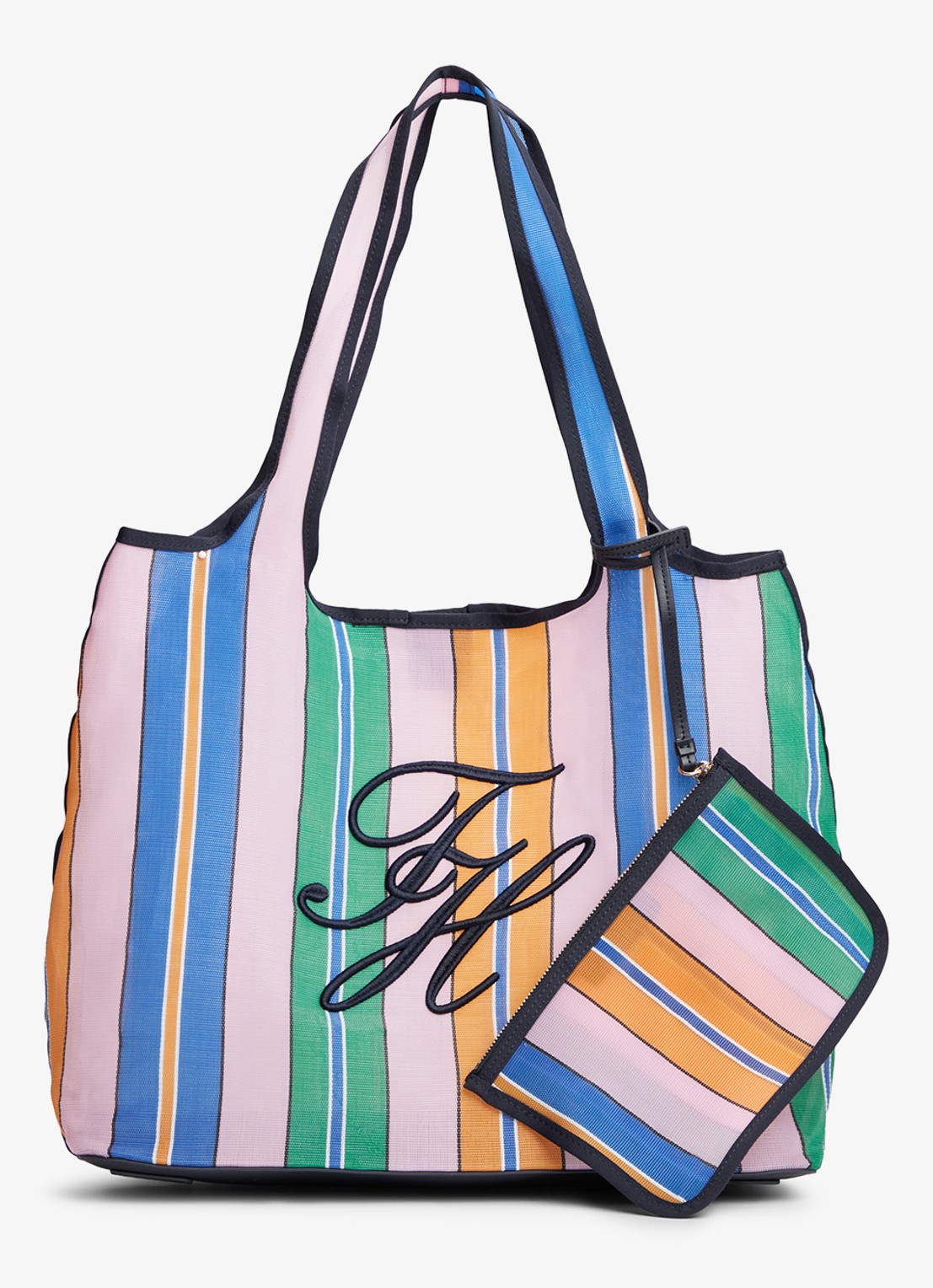 Tommy Hilfiger Strandtas met streepprint en logo - voorkant 3 multicolor