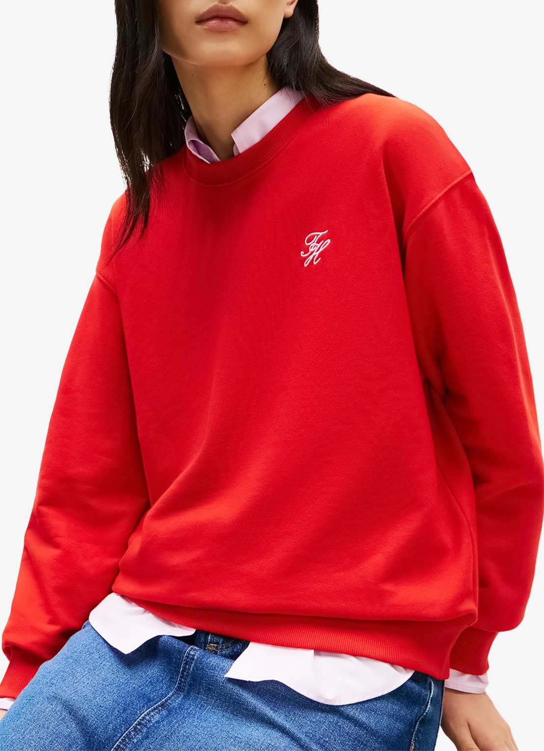 Tommy Hilfiger Sweater in katoenblend - detail 4 rood