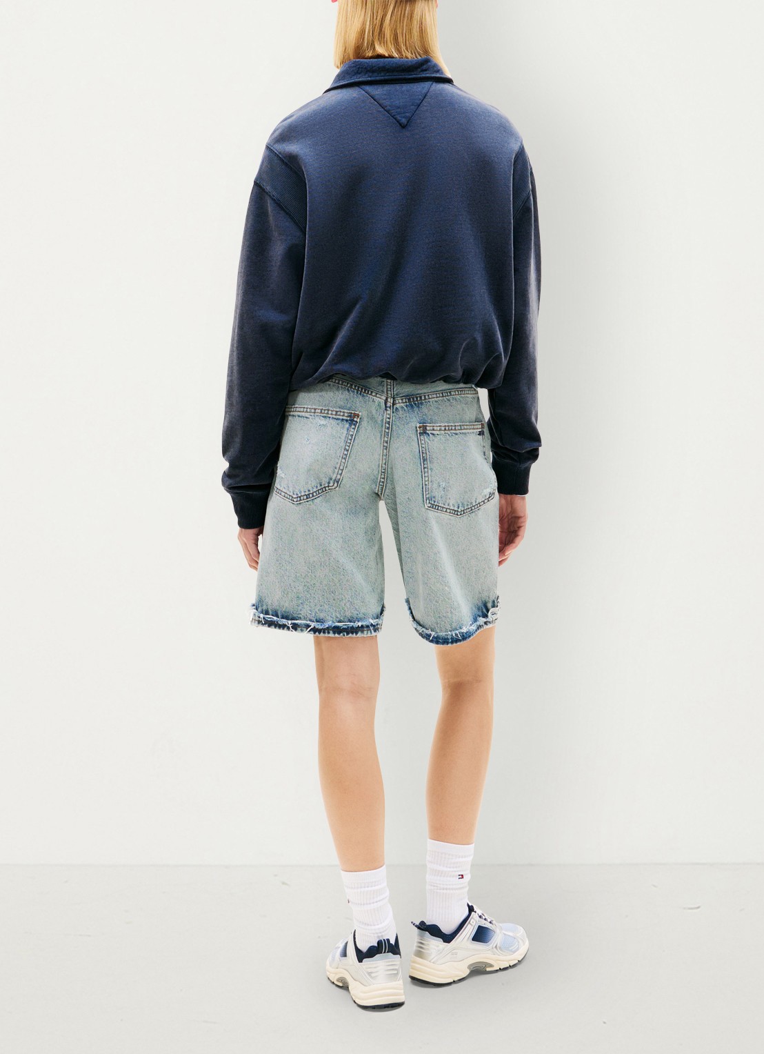 Tommy Hilfiger Sweater in katoenblend - achterkant donkerblauw