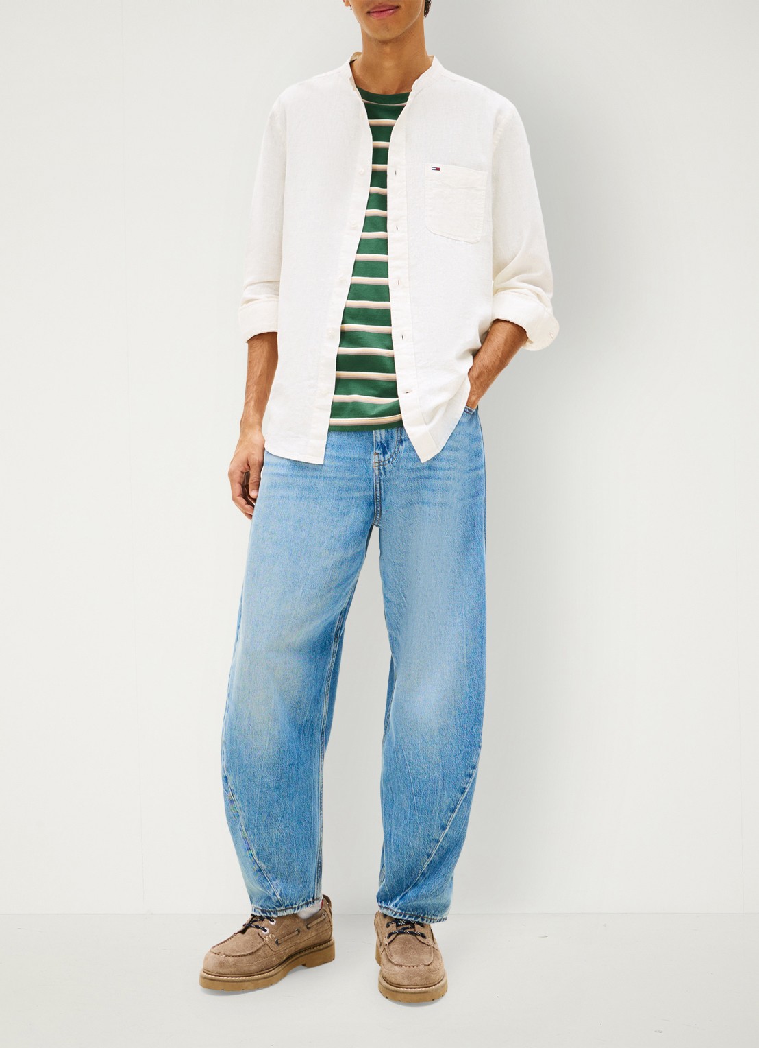 Tommy Hilfiger Sweater in katoenblend - voorkant 5 gebroken wit