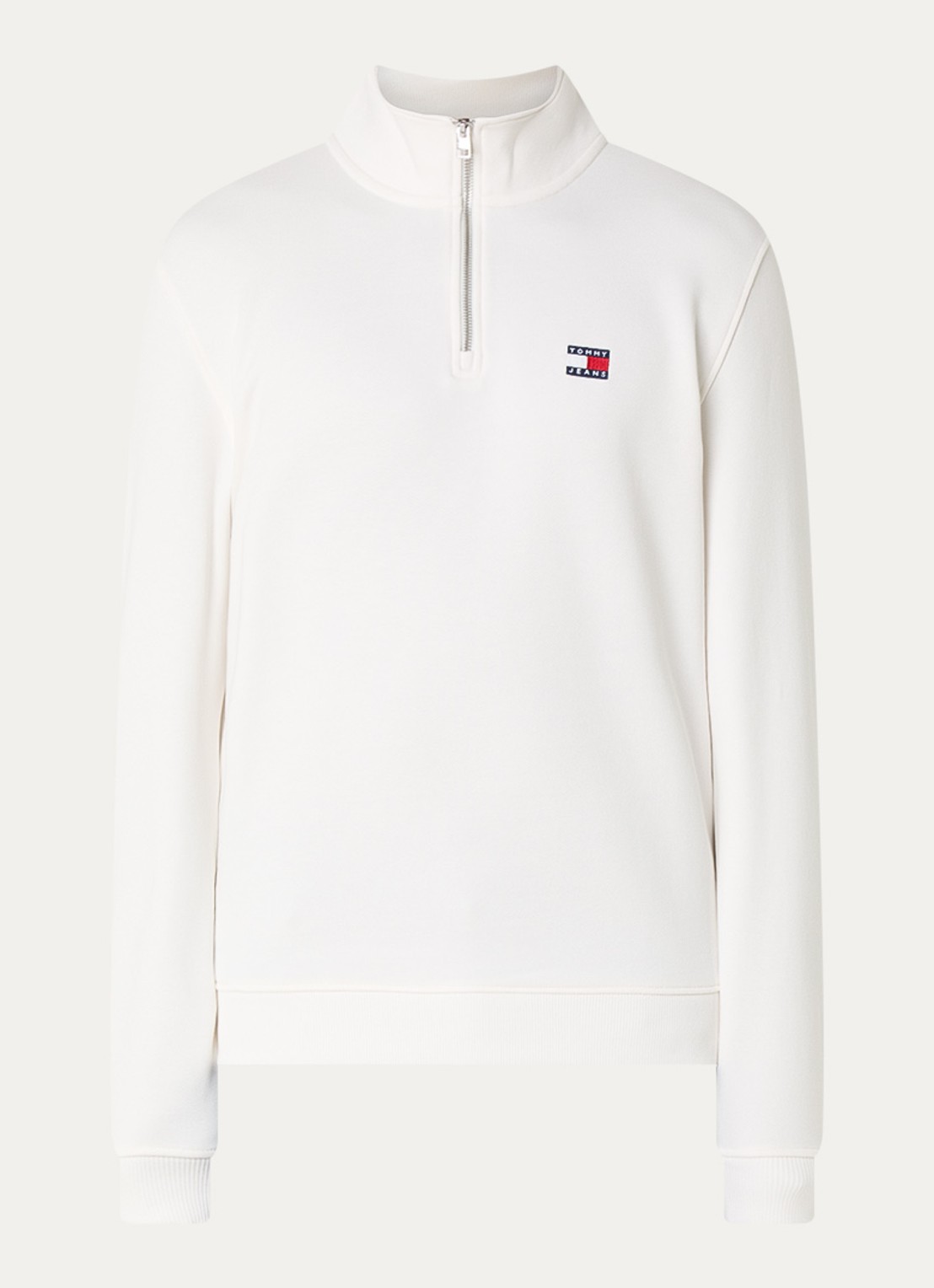 Tommy Hilfiger Sweater met halve rits en logo - voorkant 2 wit