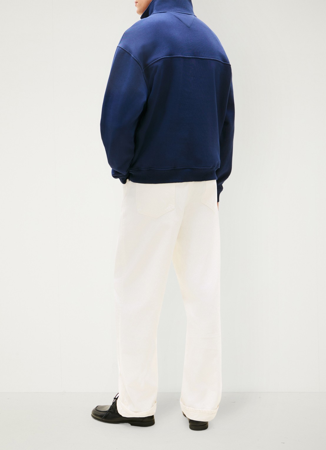 Tommy Hilfiger Sweater met halve rits en logoborduring - achterkant donkerblauw
