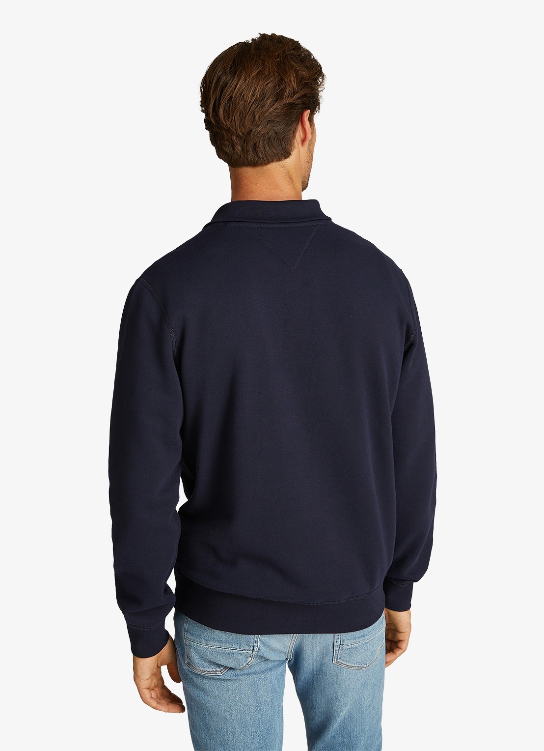 Tommy Hilfiger Sweater met halve rits en logoborduring - achterkant donkerblauw