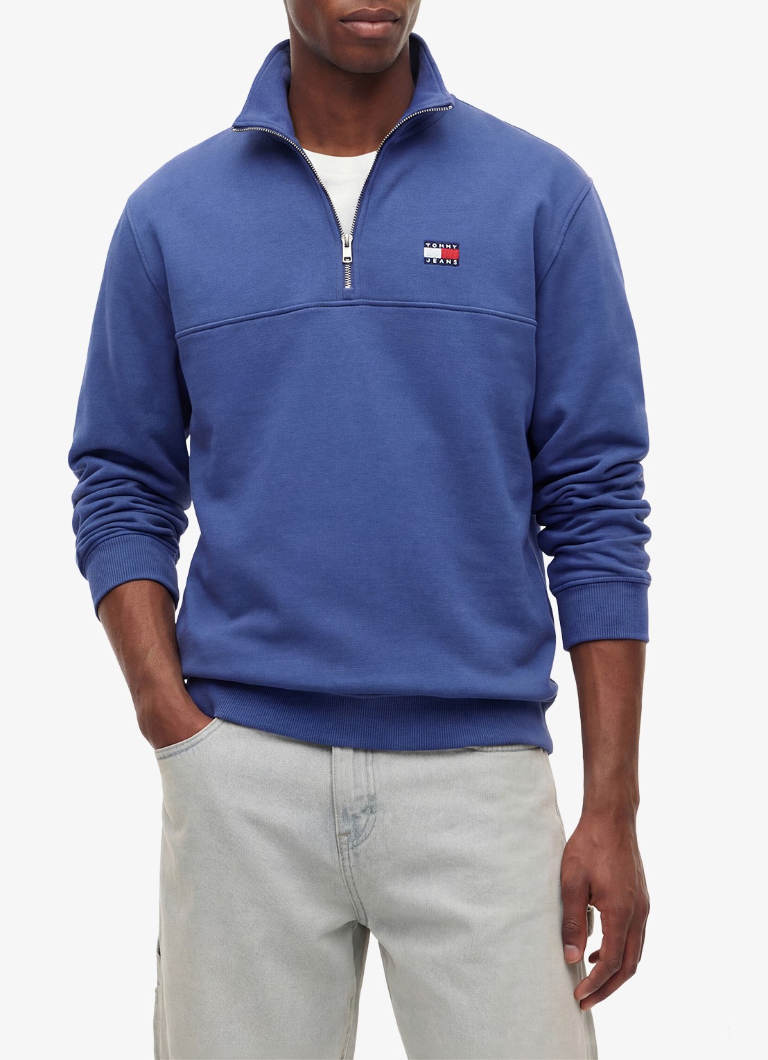 Tommy Hilfiger Sweater met halve rits - detail 4 blauw