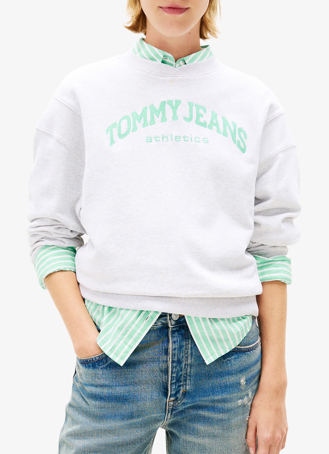 Tommy Hilfiger Sweater met logo - detail 2 grijs