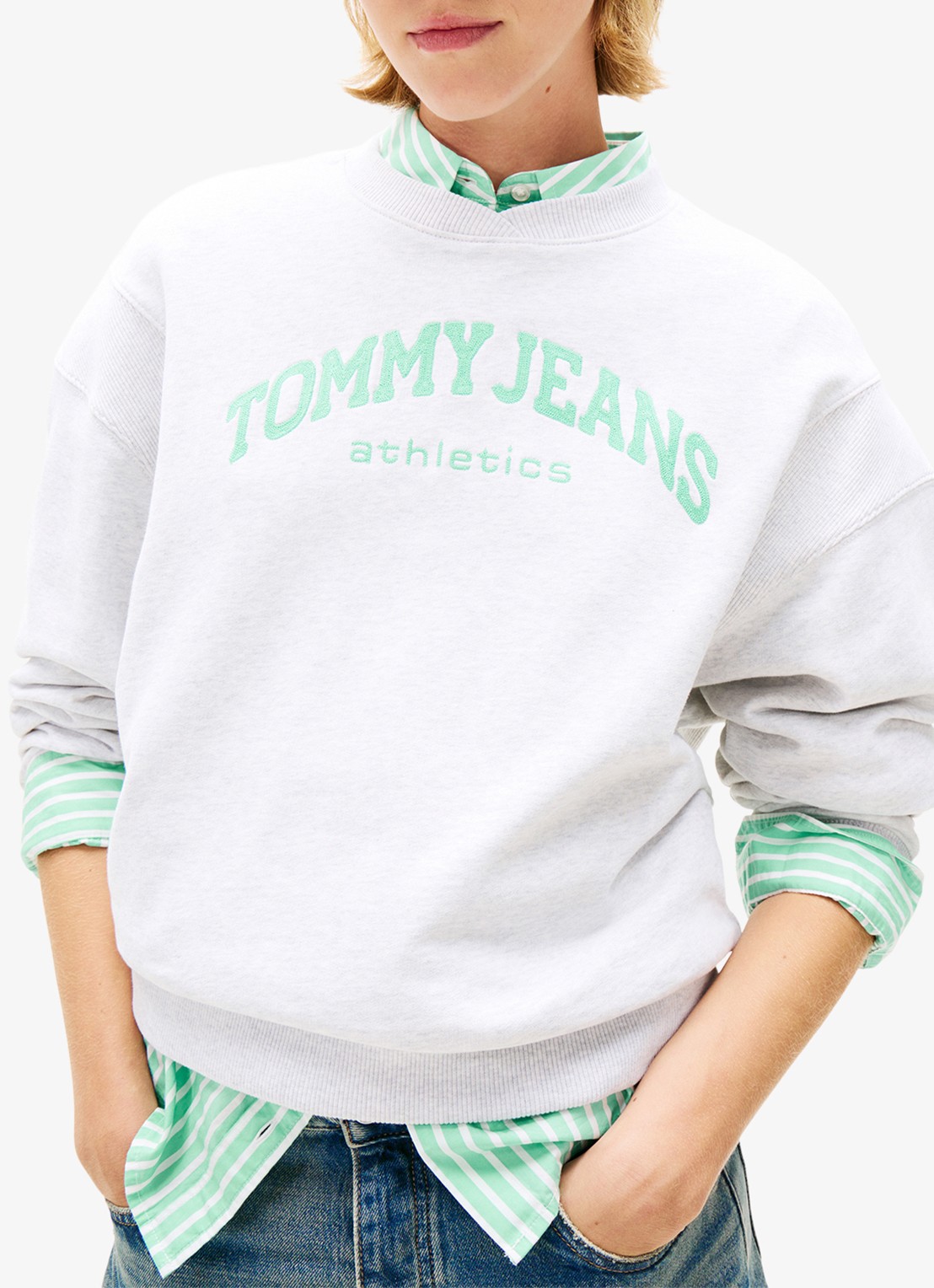 Tommy Hilfiger Sweater met logo - detail 3 grijs