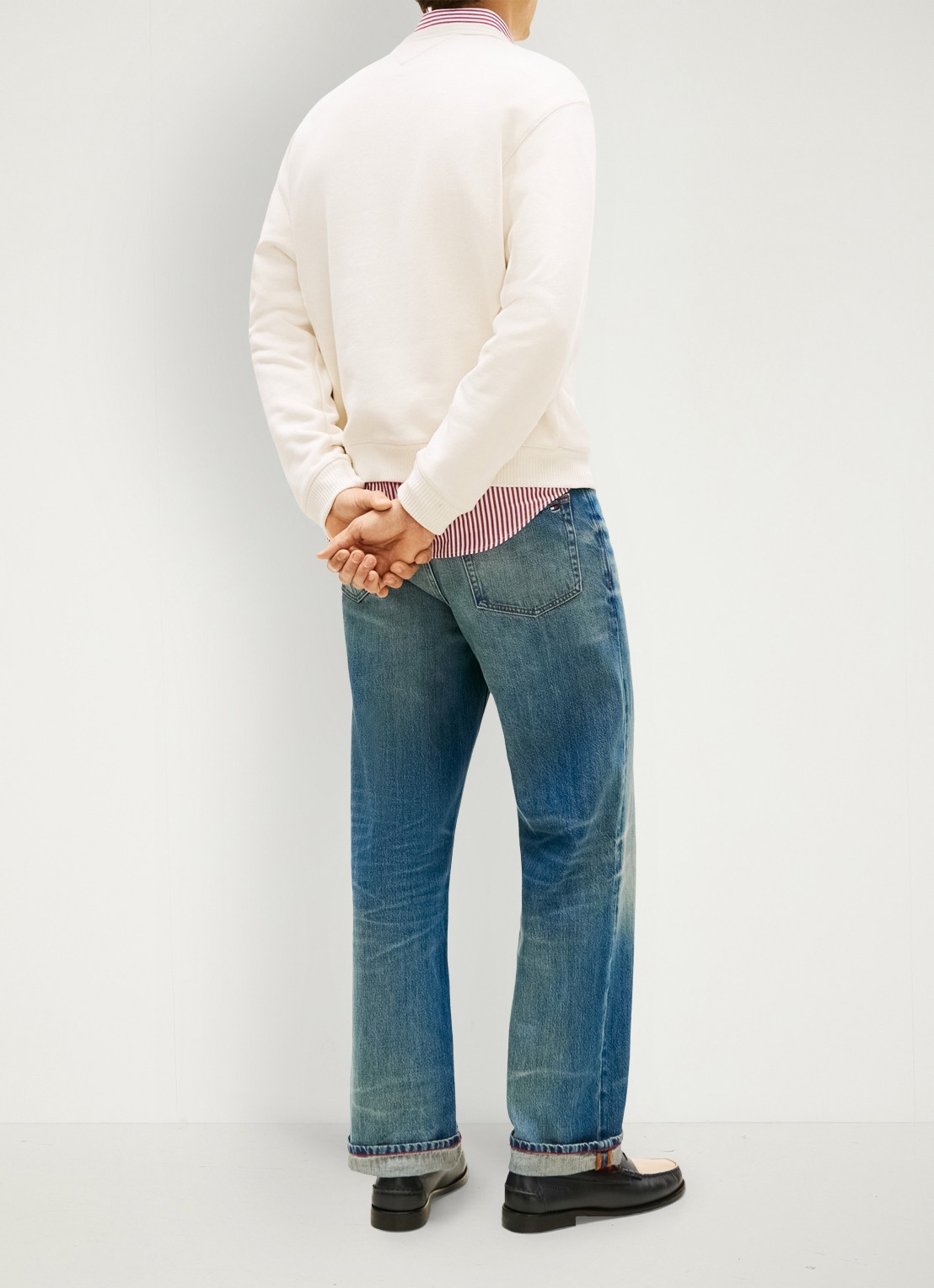 Tommy Hilfiger Sweater met logo - achterkant gebroken wit