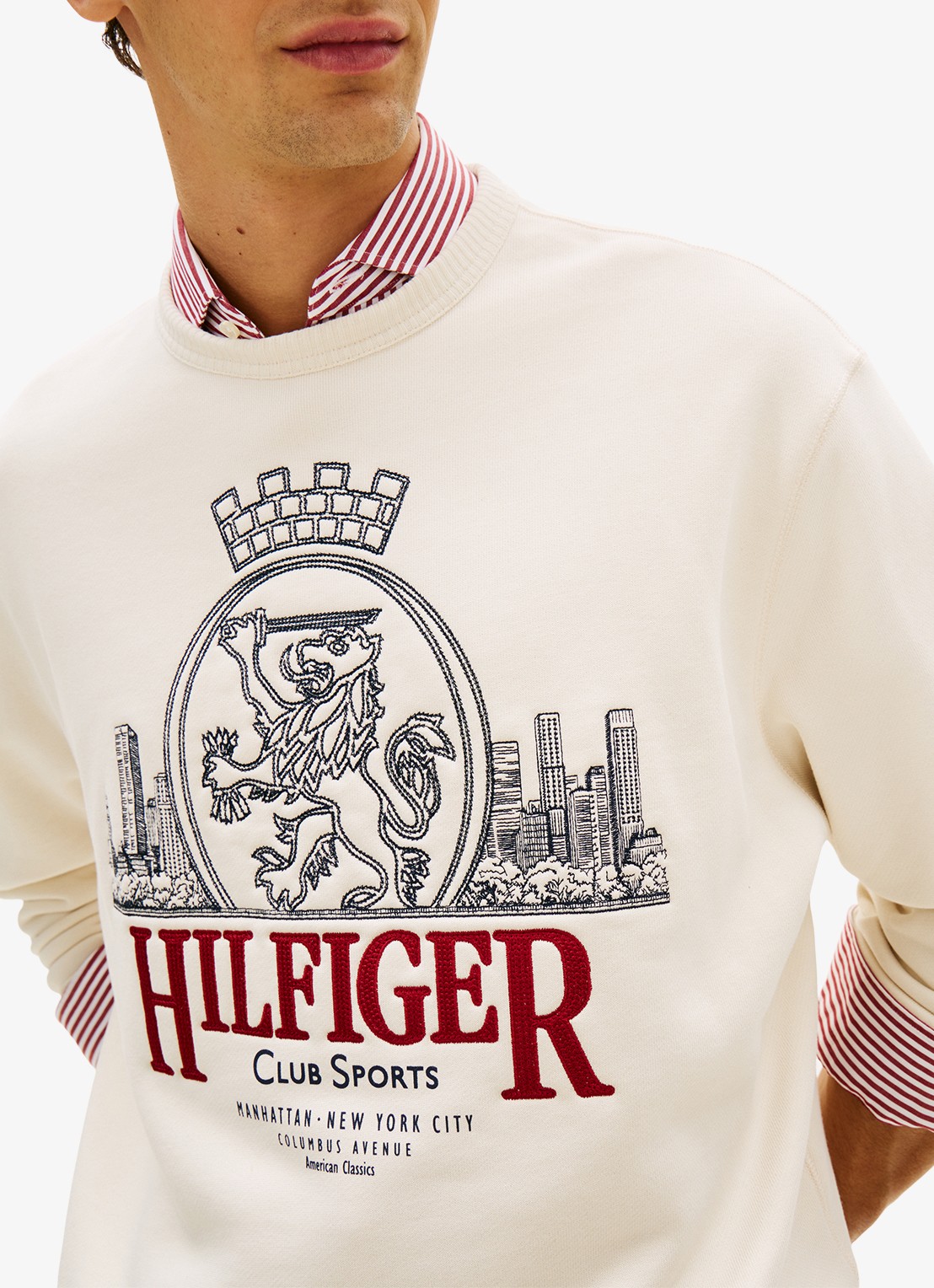 Tommy Hilfiger Sweater met logo - detail 3 gebroken wit