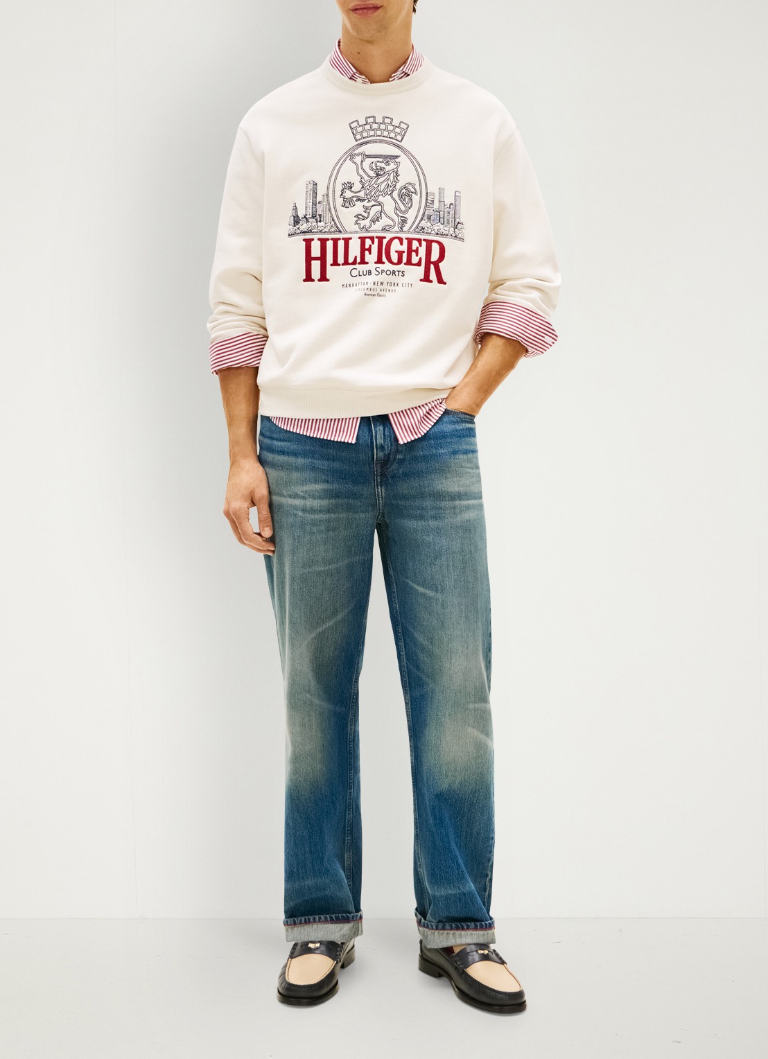Tommy Hilfiger Sweater met logo - voorkant 5 gebroken wit