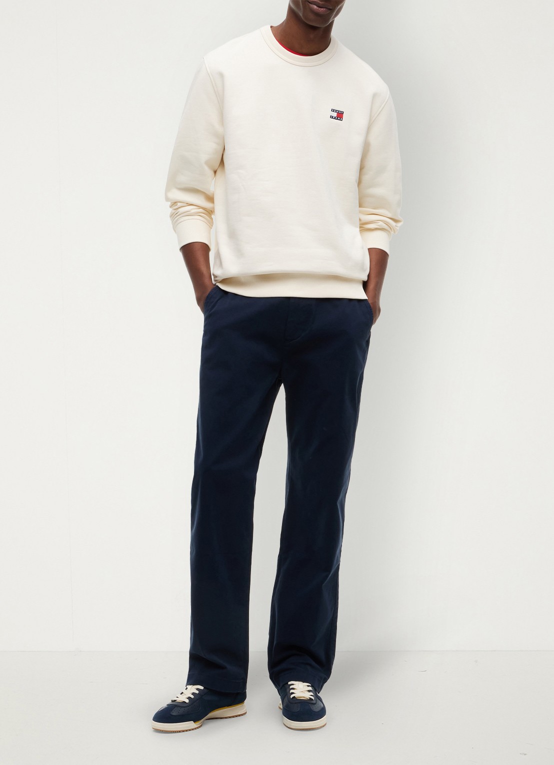 Tommy Hilfiger Sweater met logo - voorkant 3 gebroken wit