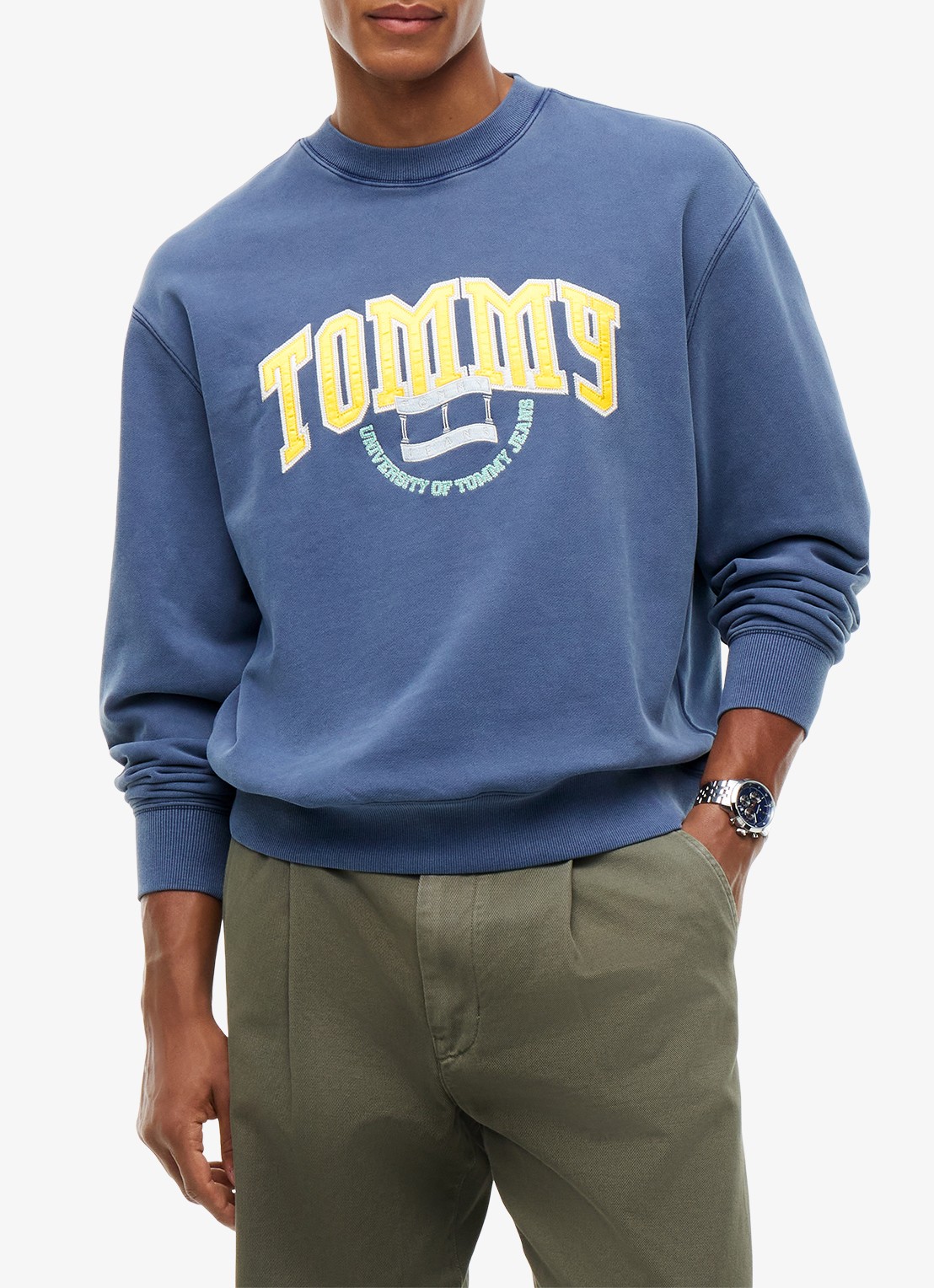 Tommy Hilfiger Sweater met logo - detail blauw