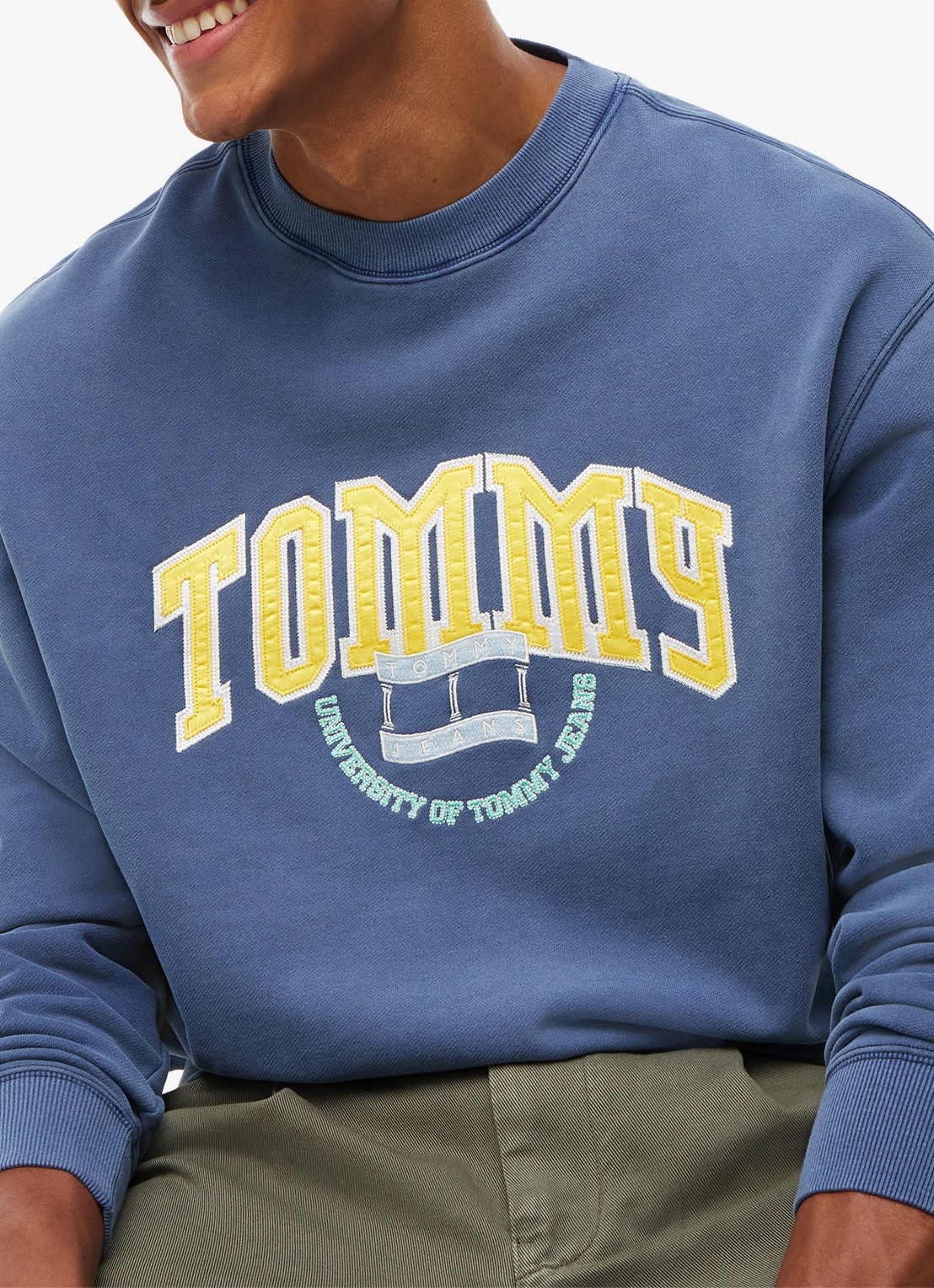 Tommy Hilfiger Sweater met logo - detail 2 blauw