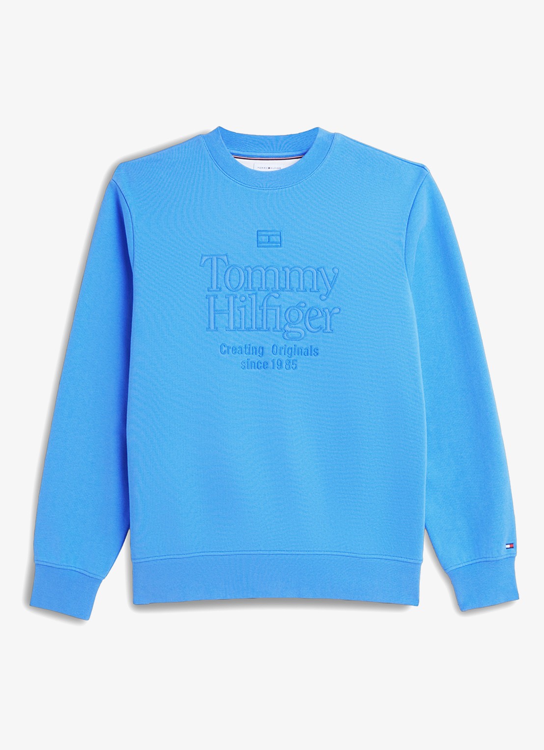 Tommy Hilfiger Sweater met logo - voorkant middenblauw