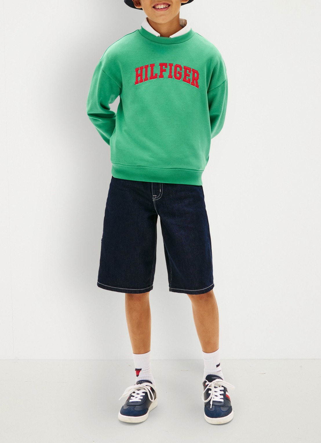 Tommy Hilfiger Sweater met logo - voorkant 5 groen