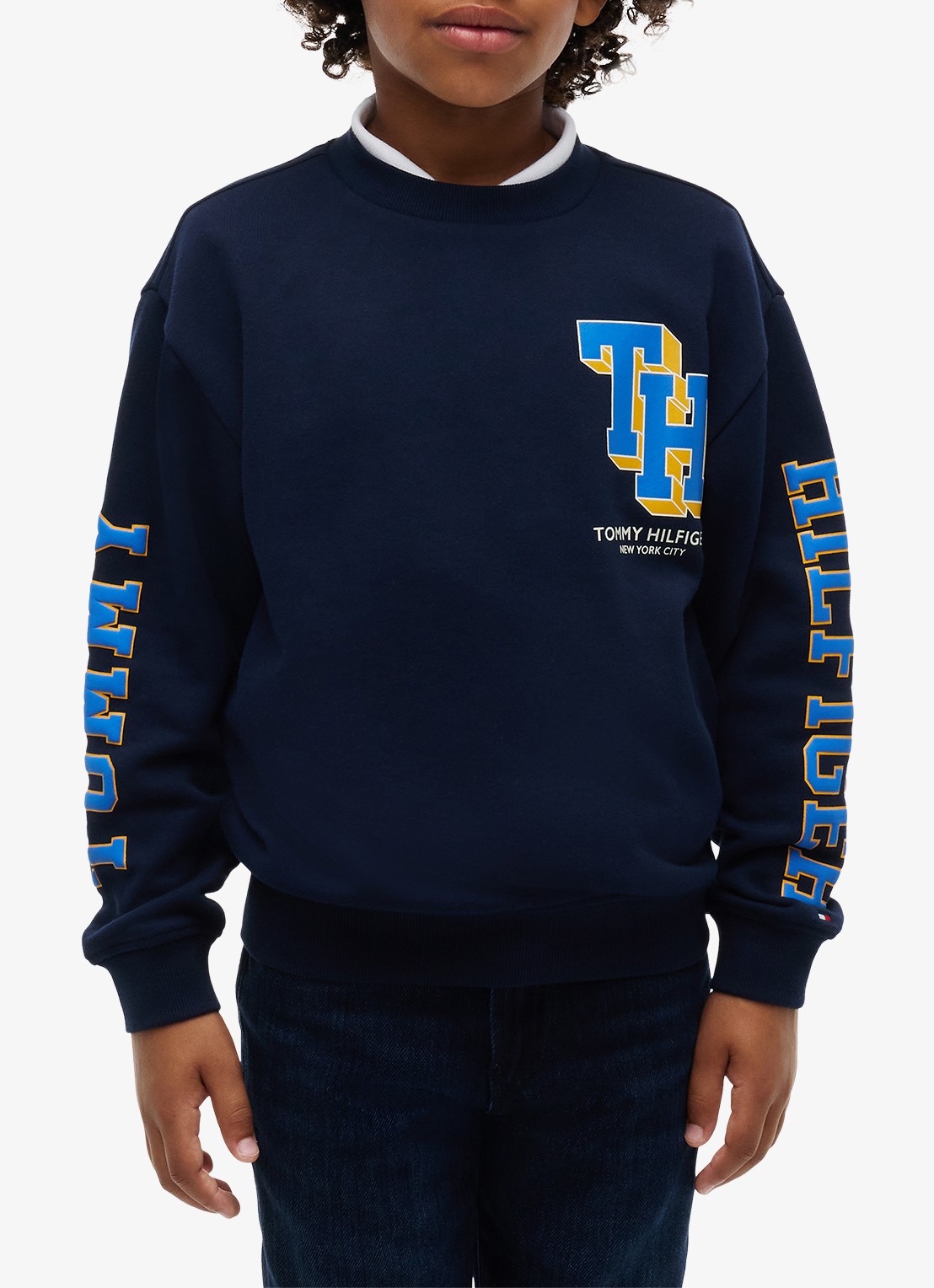 Tommy Hilfiger Sweater met logo - detail 3 donkerblauw