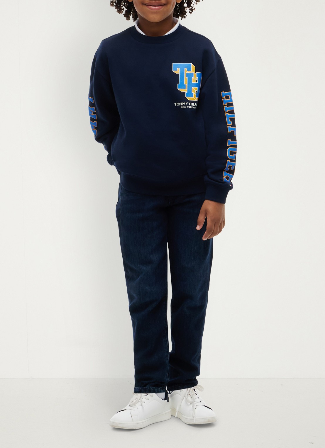 Tommy Hilfiger Sweater met logo - voorkant 2 donkerblauw