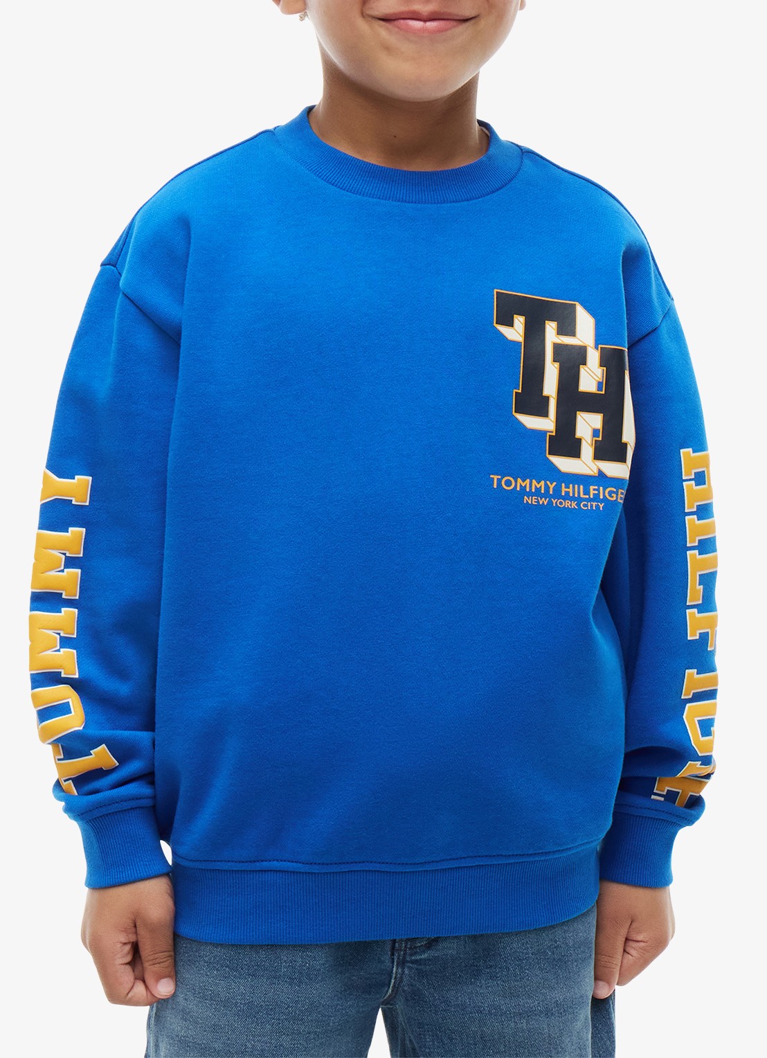 Tommy Hilfiger Sweater met logo - detail blauw